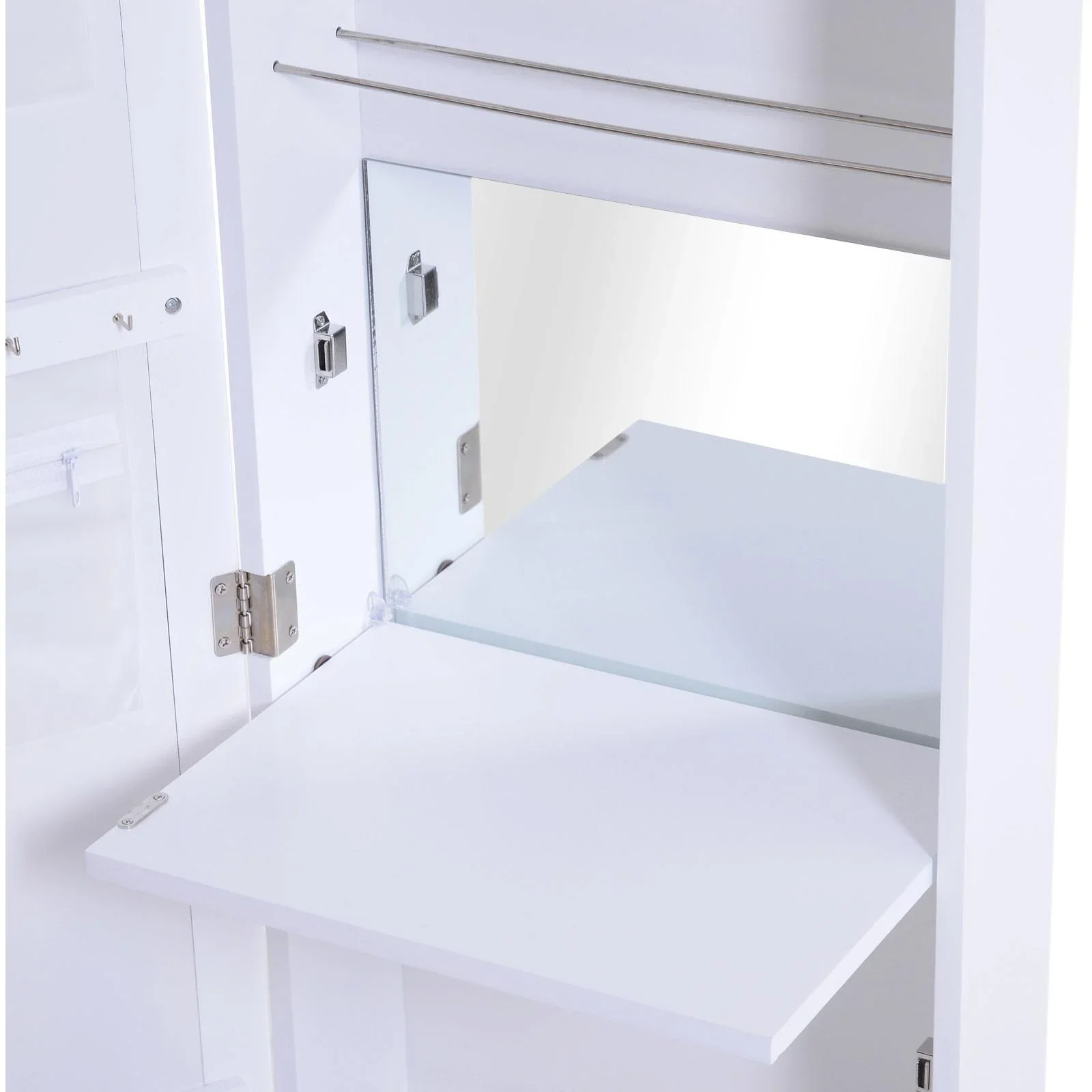 Spiegelschrank Schmuckschrank mit Innenspiegel ausklappbare Wandspiegel höhenverstellbar Weiß - 2