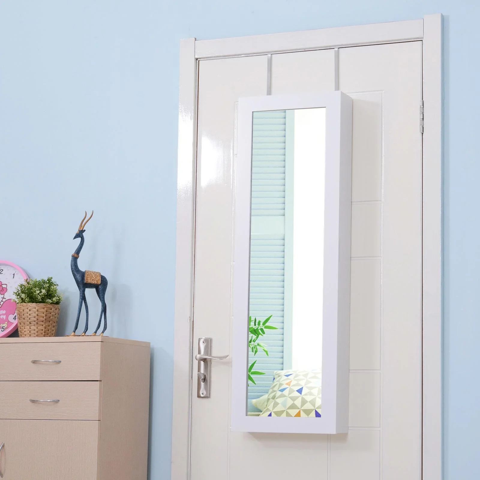 Spiegelschrank Schmuckschrank mit Innenspiegel ausklappbare Wandspiegel höhenverstellbar Weiß - 4