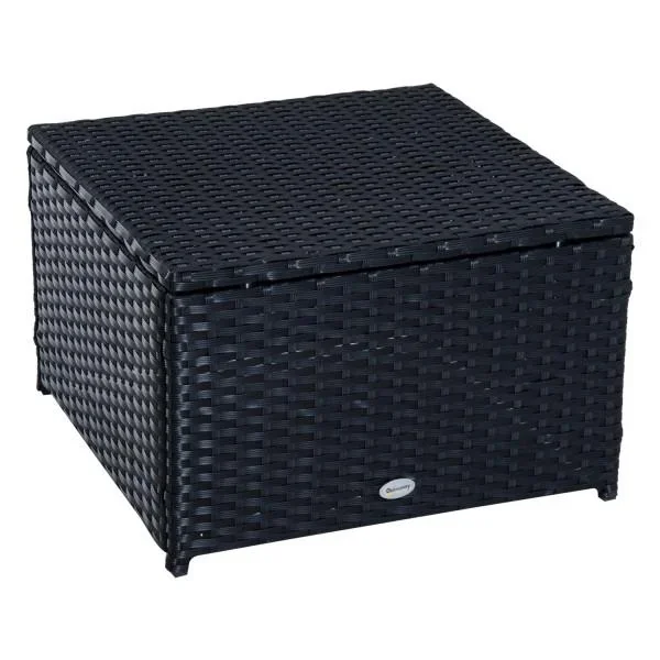 4-tlg. Polyrattan Gartenmöbel Sitzgruppe Lounge mit Kissen Schwarz 1 x Doppelsofa 1 x Couchtisch 2 x Hocker - 1