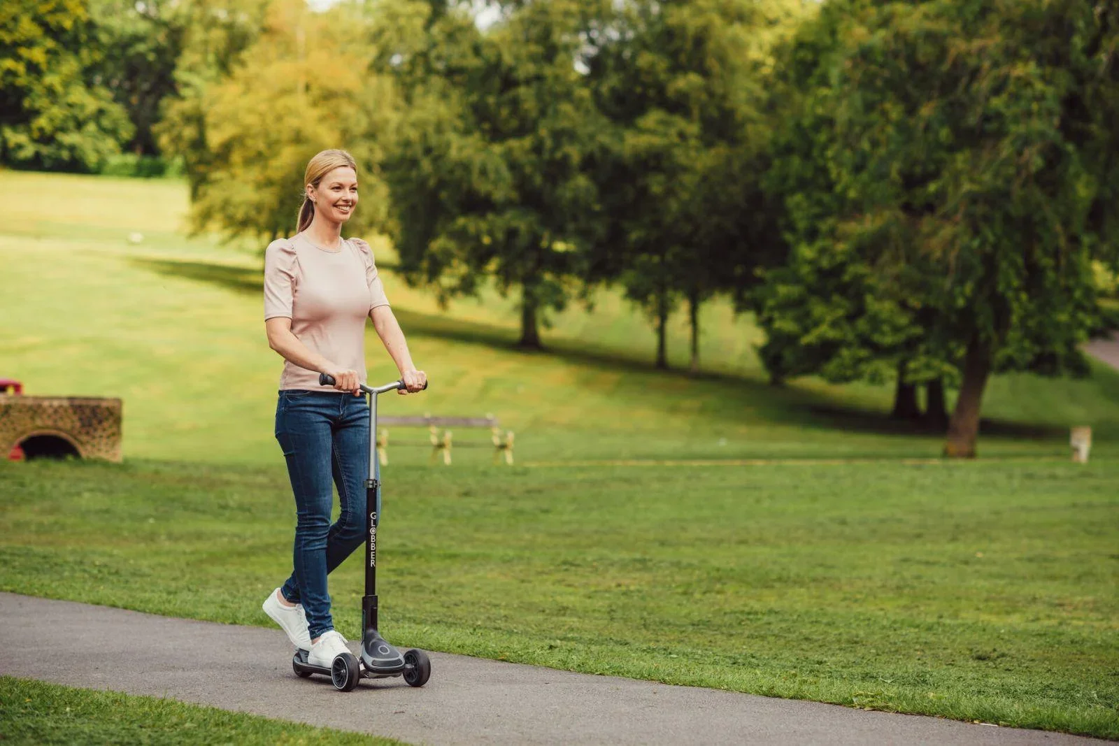 ULTIMUM LIGHTS Tretroller, 125/90 mm extra breit, ABEC 7, 3-rädrig, höhenverstellbar, LED-Leuchtmodul, grau - 7