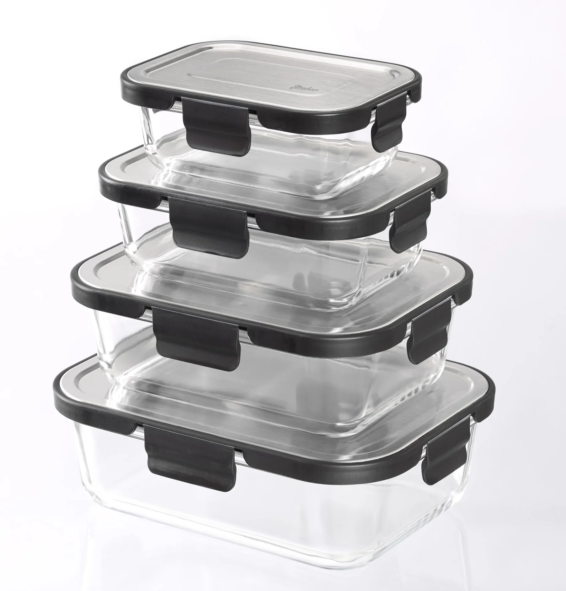 Glas Vorratsdosen Edelstahl-Klick 6-teilig, 370/620/1000 ml - Frischhaltedosen! Glasdosen! - 1