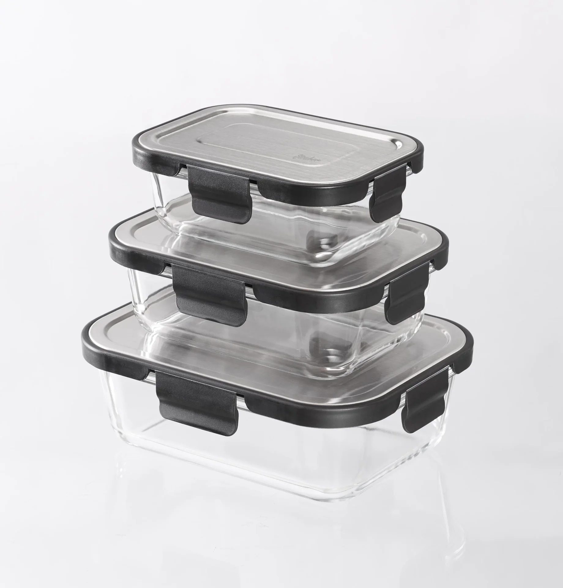 Glas Vorratsdosen Edelstahl-Klick 6-teilig, 370/620/1000 ml - Frischhaltedosen! Glasdosen! - 2