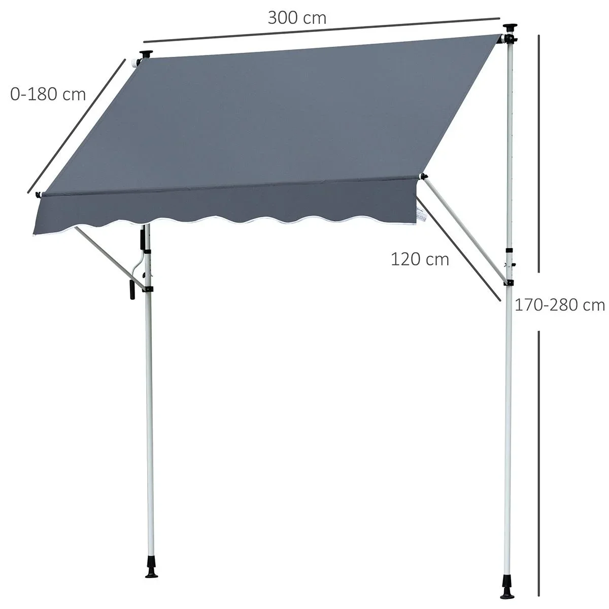 Markise Klemmmarkise Sonnenschutz Faltarm Handkurbel Balkon Alu Cremeweiß 3x1,2cm - 0