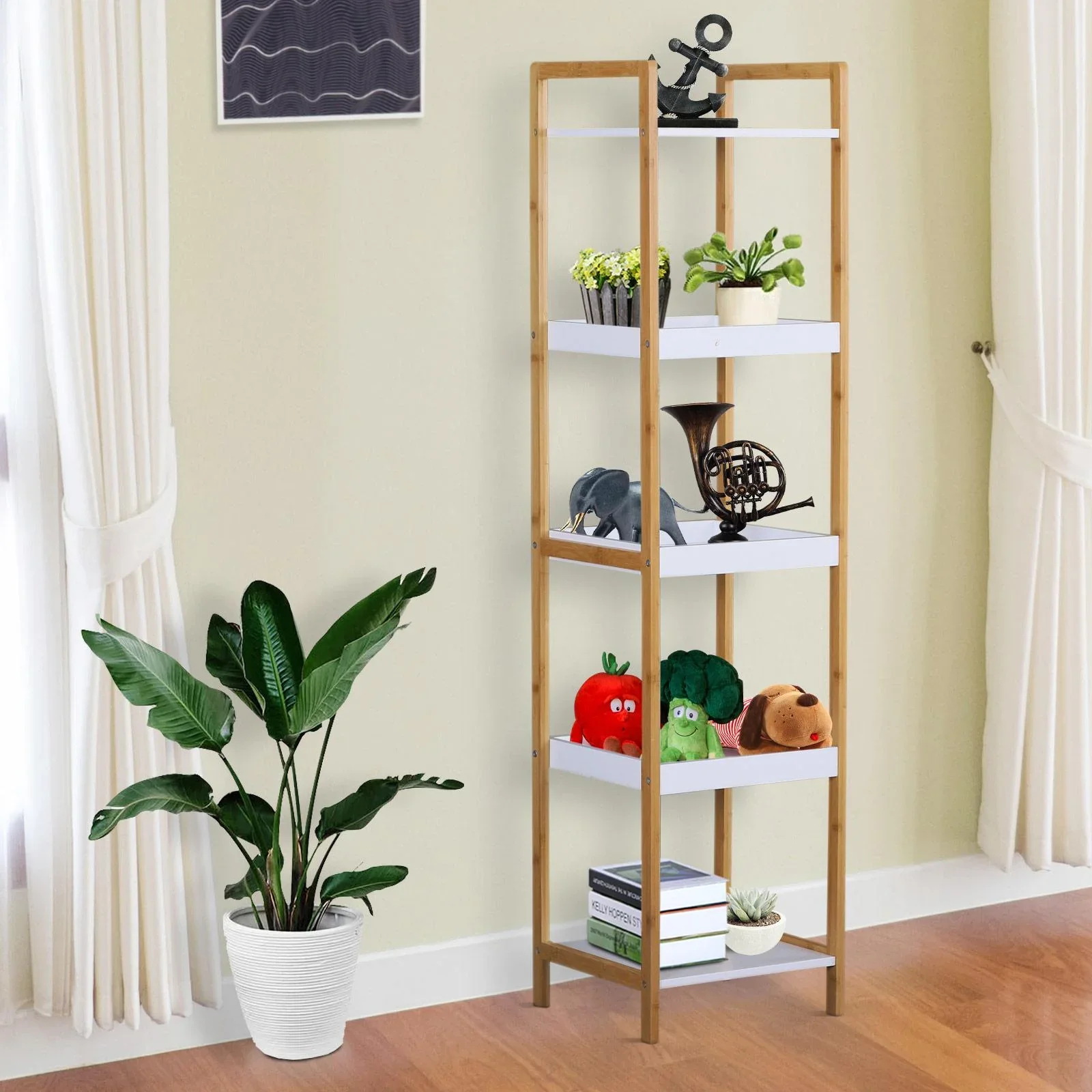 Badregal Standregal Lagerregal Küchenregal 5 Ablagen Bambus + MDF 32 x 30 x 130 cm - 2