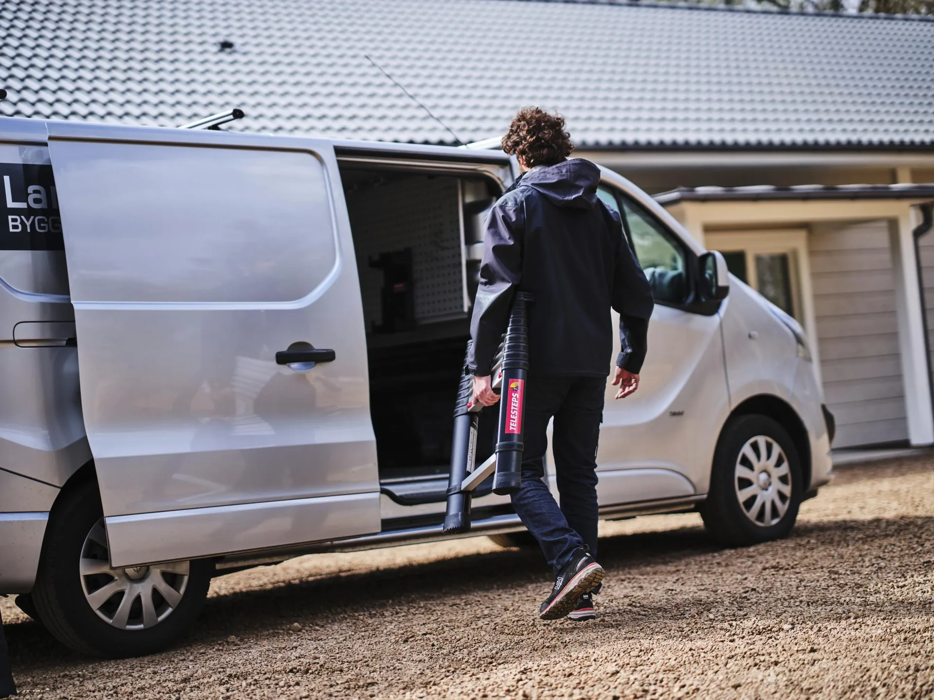 Teleskop-Anlegeleiter, PrimeLine, 4,1 Meter, mit Stabilisator - 2