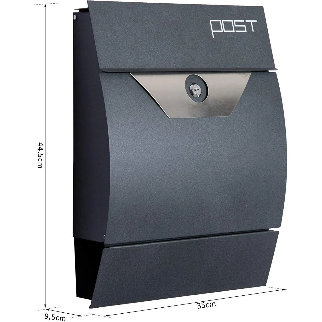 Briefkasten Wandbriefkasten mit Zeitungsfach abschließbar 2 Schlüssel Stahl - 4