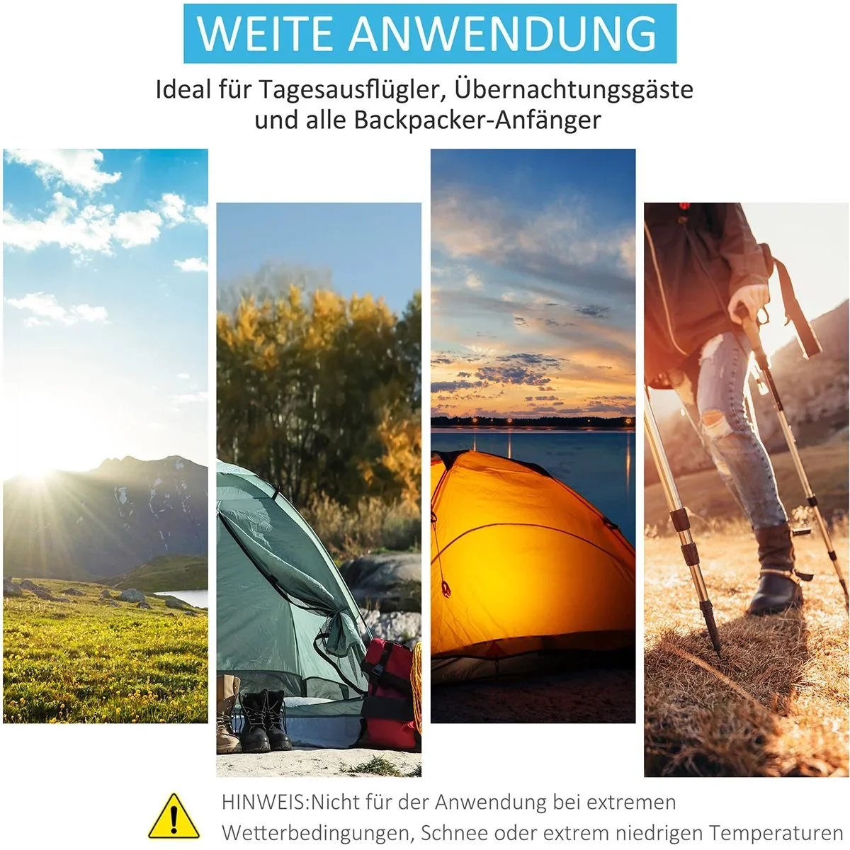 Campingzelt für 1-2 Personen blau/grau - 2