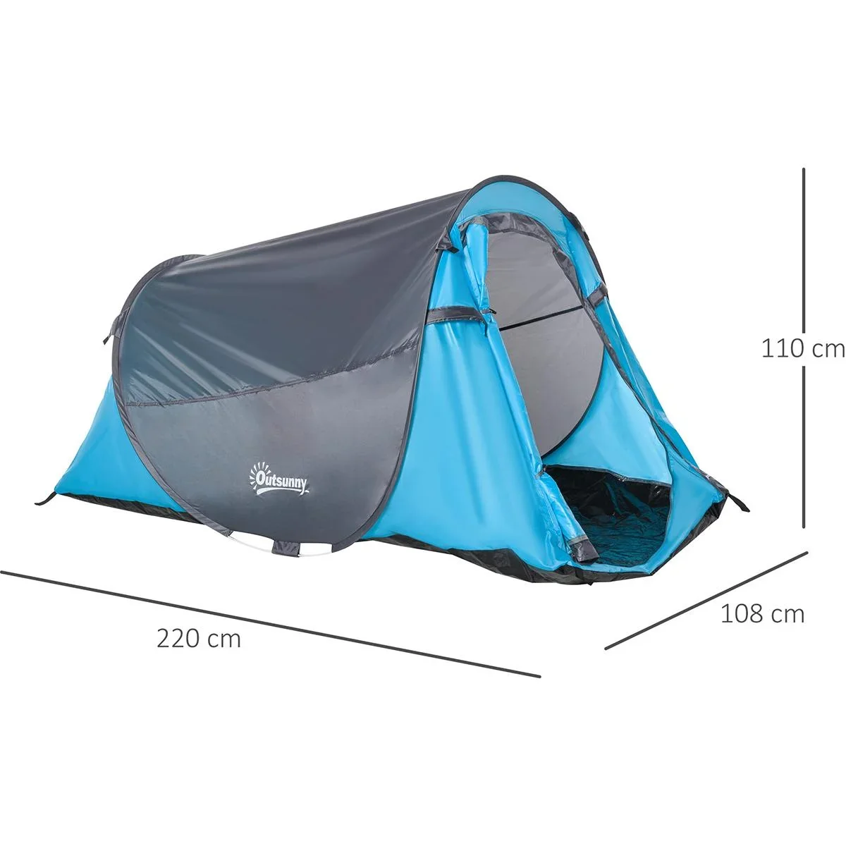 Campingzelt für 1-2 Personen blau/grau - 3