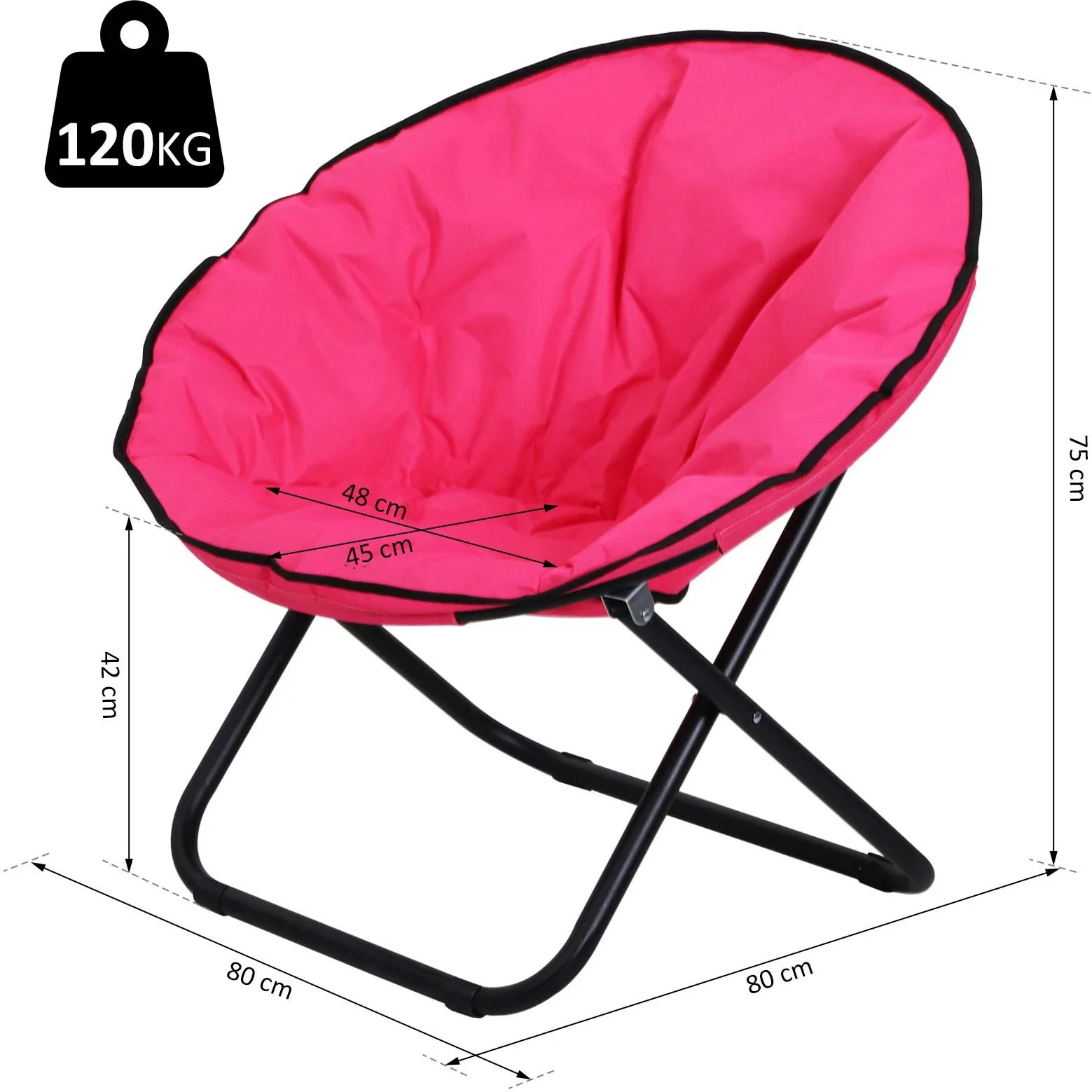 Klappstuhl Klappsessel Gartenstuhl Polstersessel faltbar Rosa 80 x 80 x 75 cm - 3