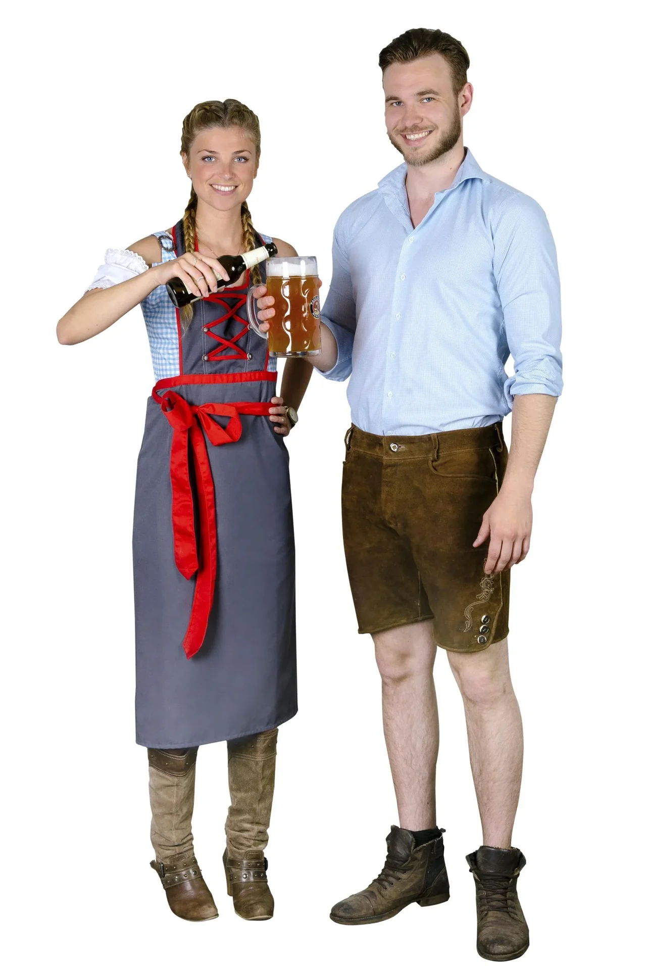 Schürze für Damen, Farbe grau/rot, Einheitsgröße - 4