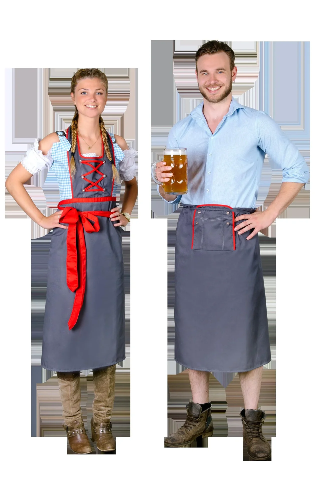 Schürze für Damen, Farbe grau/rot, Einheitsgröße - 7