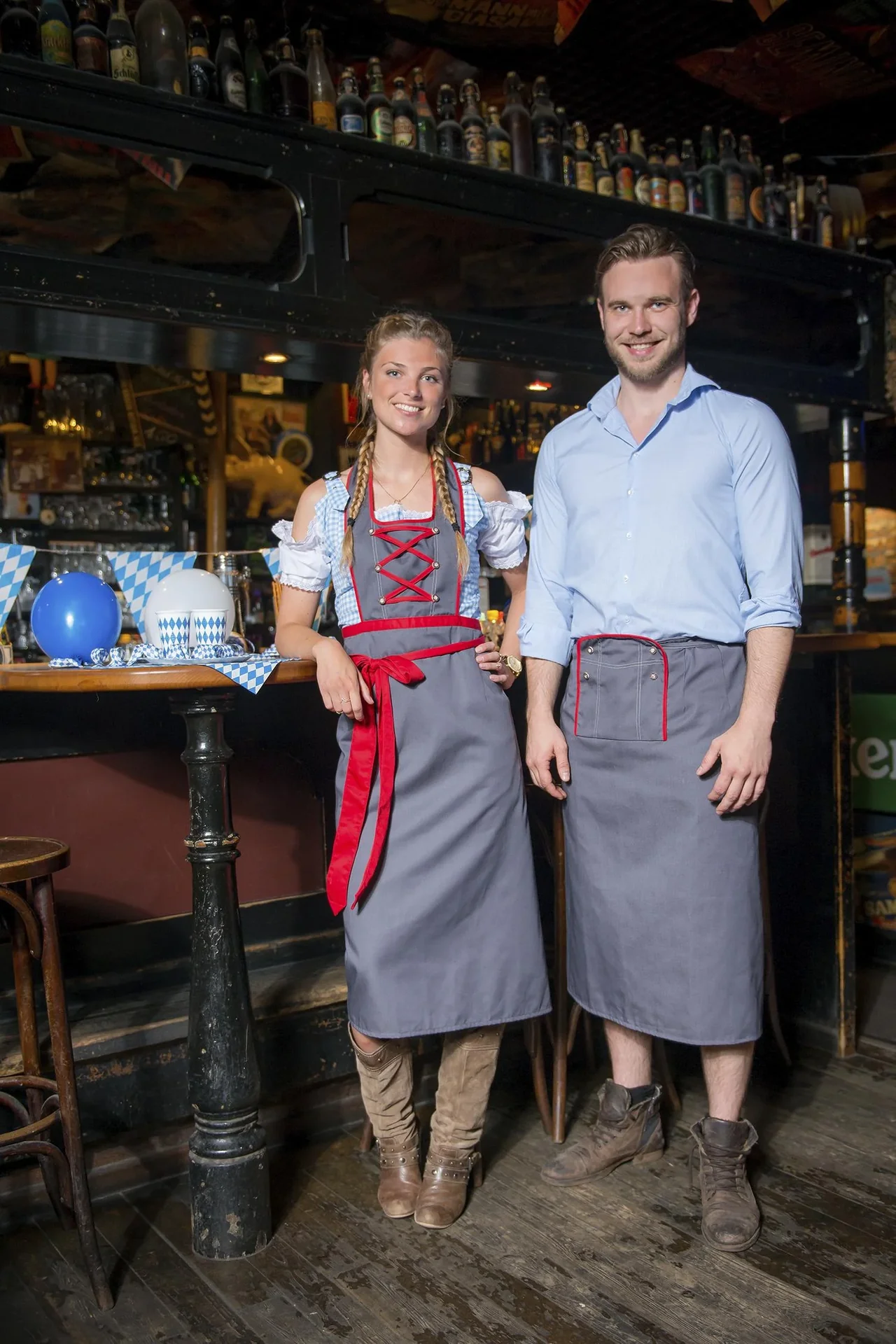 Schürze für Damen, Farbe grau/rot, Einheitsgröße - 9
