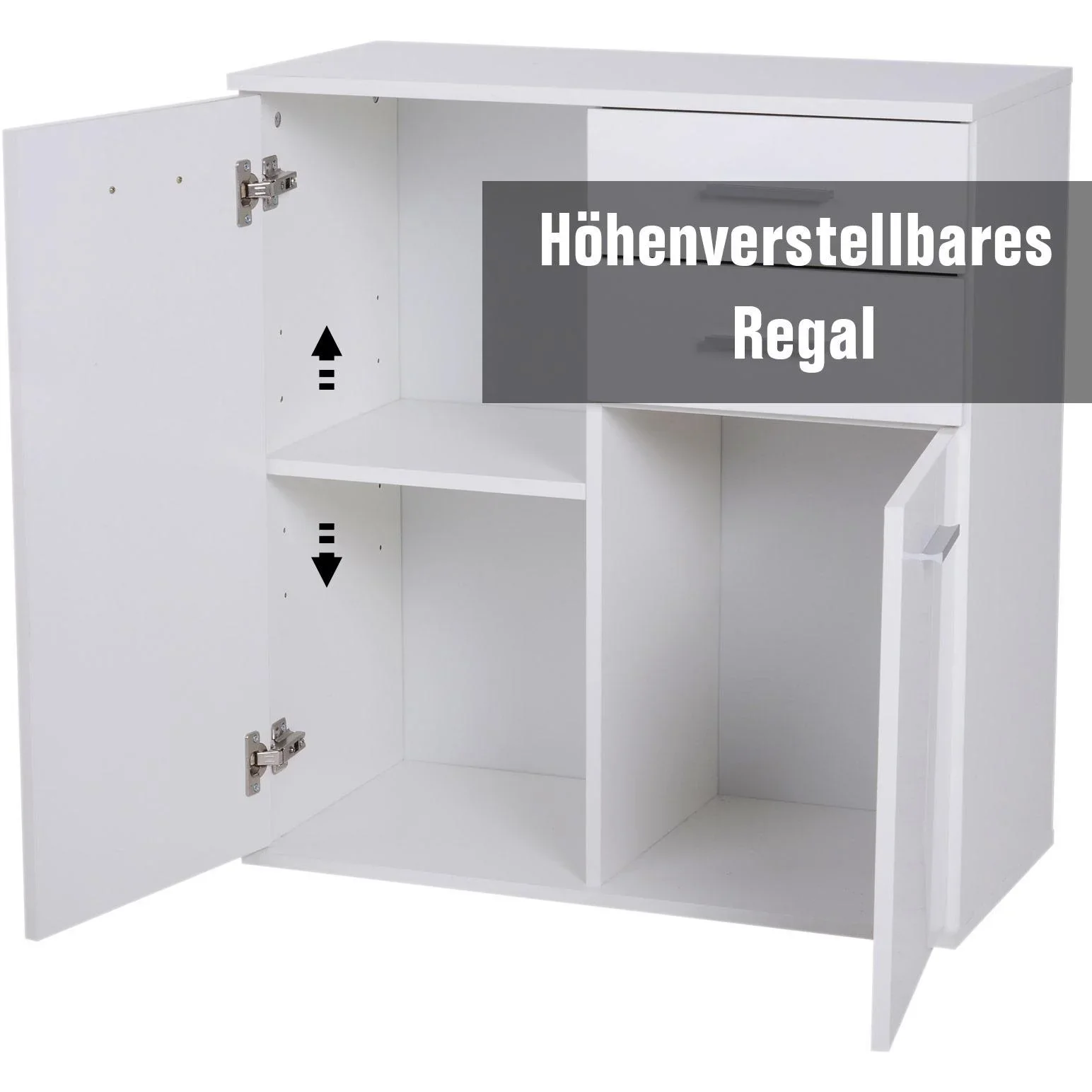 Kommode Standschrank Sideboard Schubladenkommode Beistellschrank verstellbar Fach mit 2 Schubladen Weiß 71 x 35 x 76 cm - 4