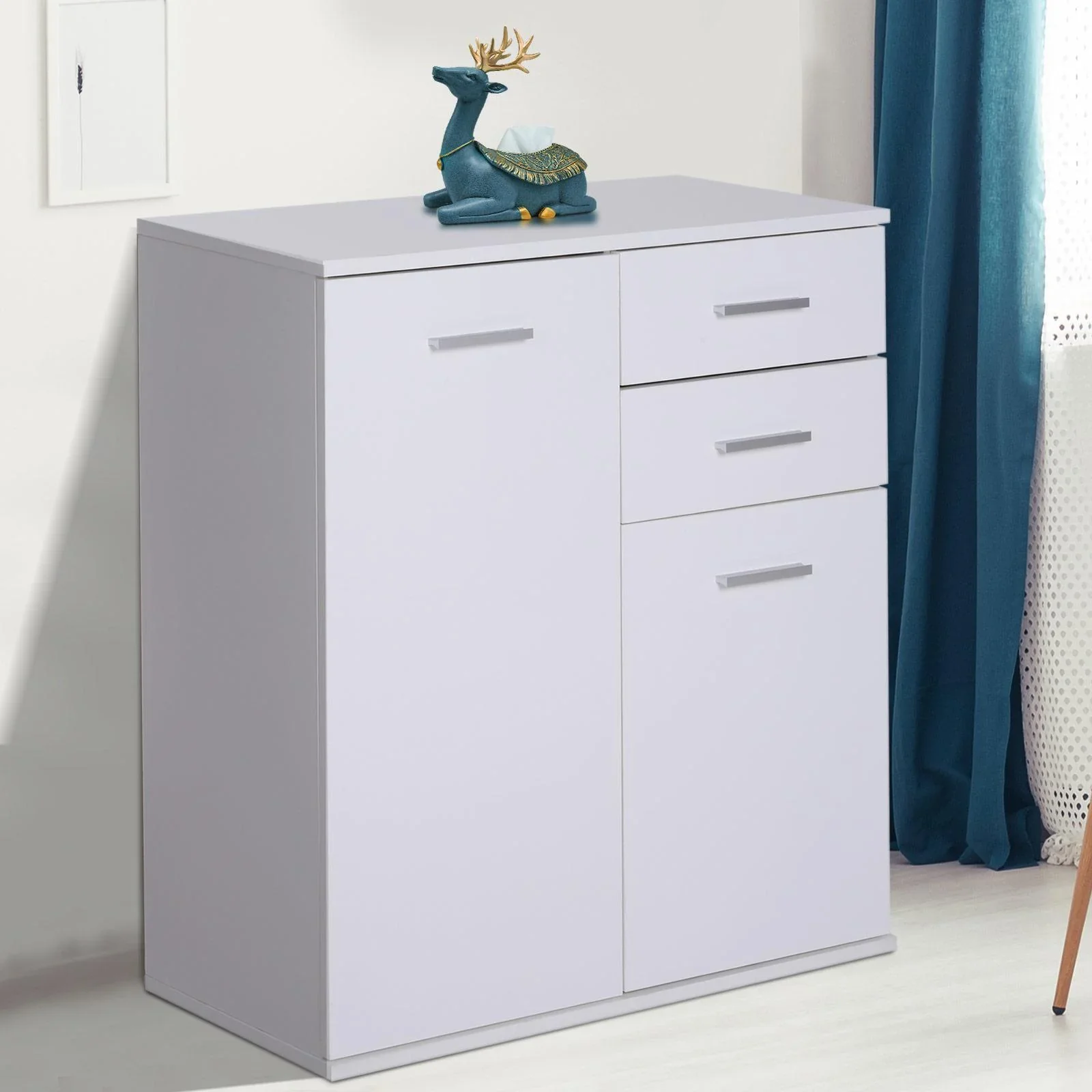 Kommode Standschrank Sideboard Schubladenkommode Beistellschrank verstellbar Fach mit 2 Schubladen Weiß 71 x 35 x 76 cm - 7