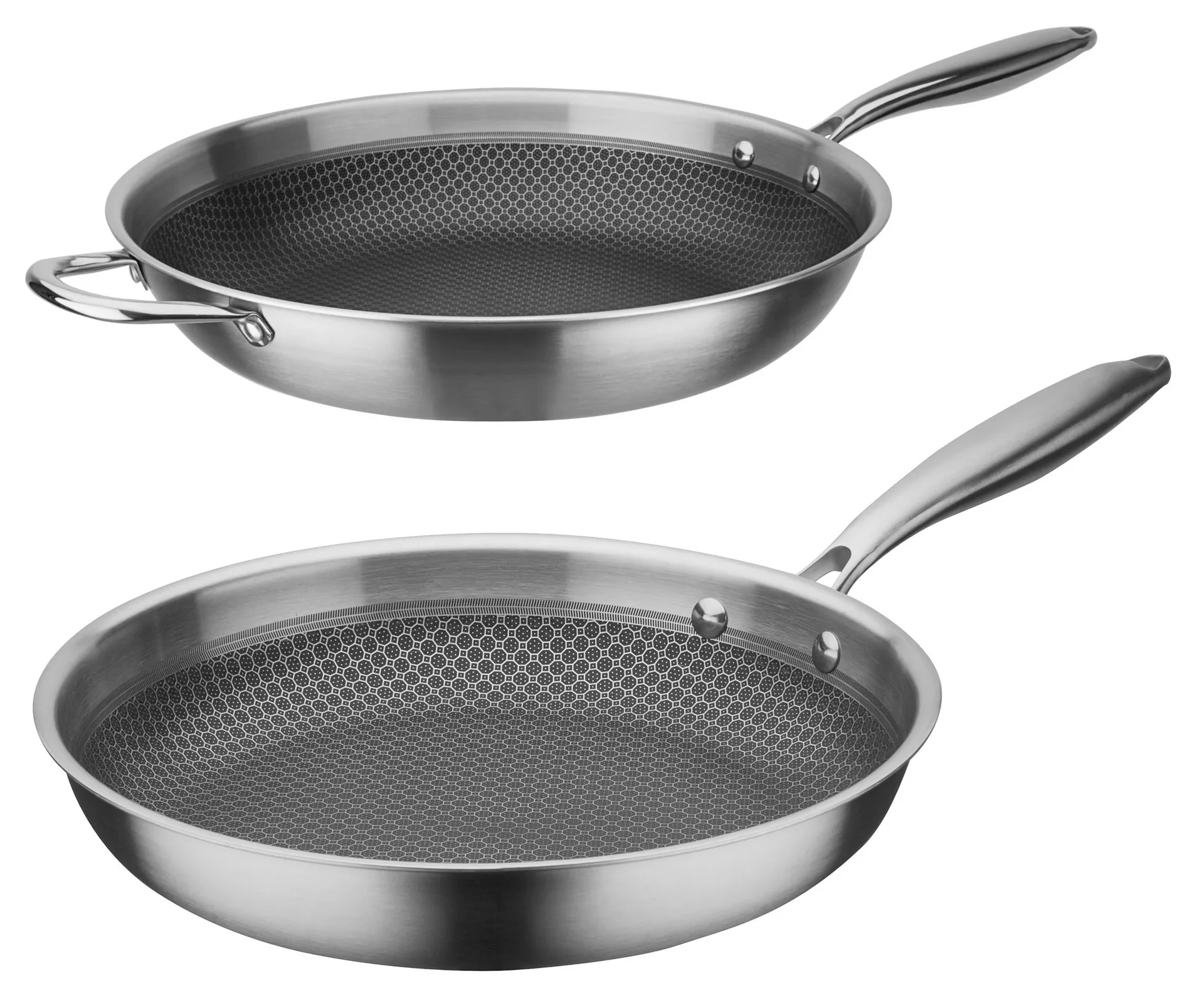 Bratpfanne 20 cm TriPly Edelstahl - kratzfeste Wabenstruktur! Ohne Anhaften! - 3