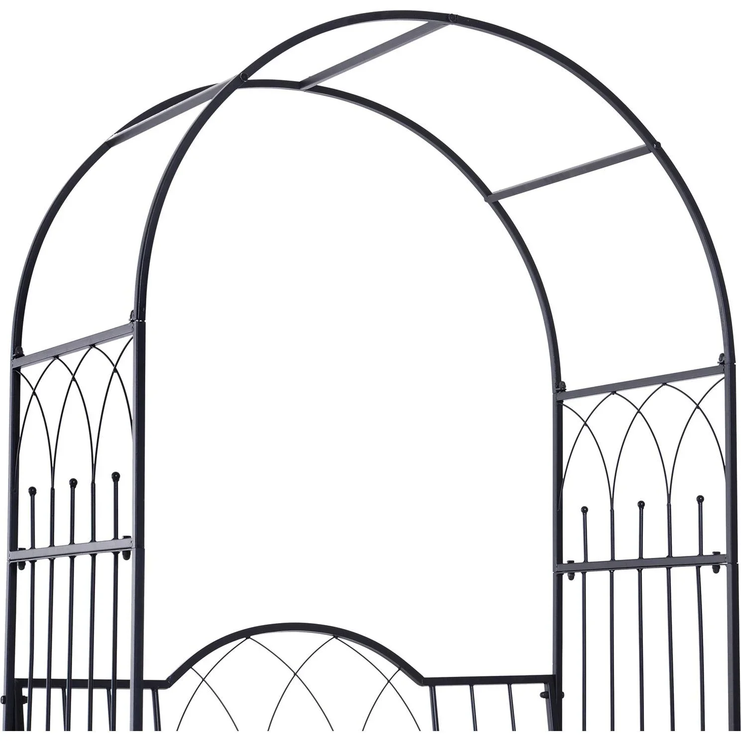 Rosenbogen mit Bank Rosenbank Laubenbank Philosophenbank Gartenbank Metall Schwarz 115 x 59 x 203 cm - 3