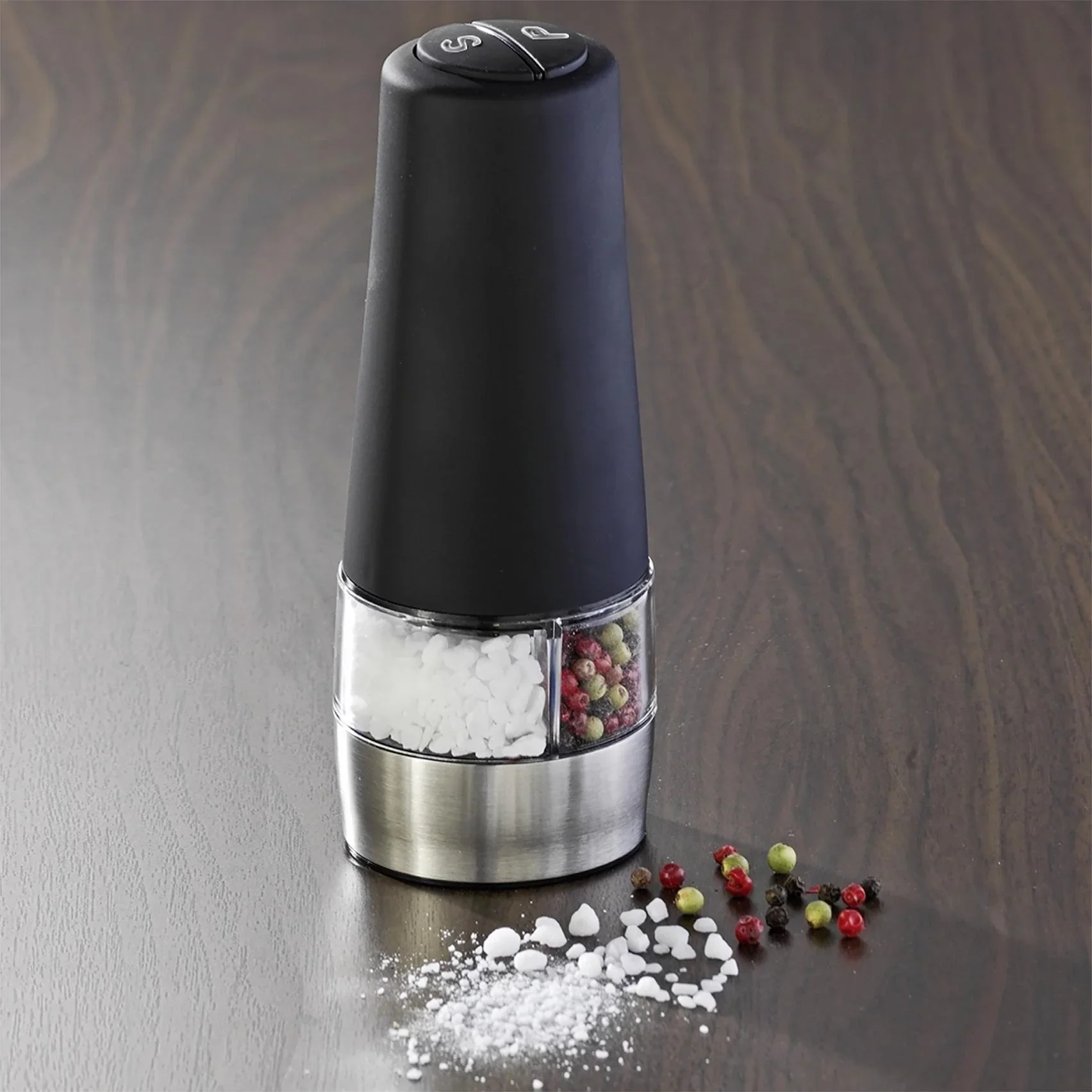 2 in 1 Elektrische Mühle mit Licht, Schwarz - 1