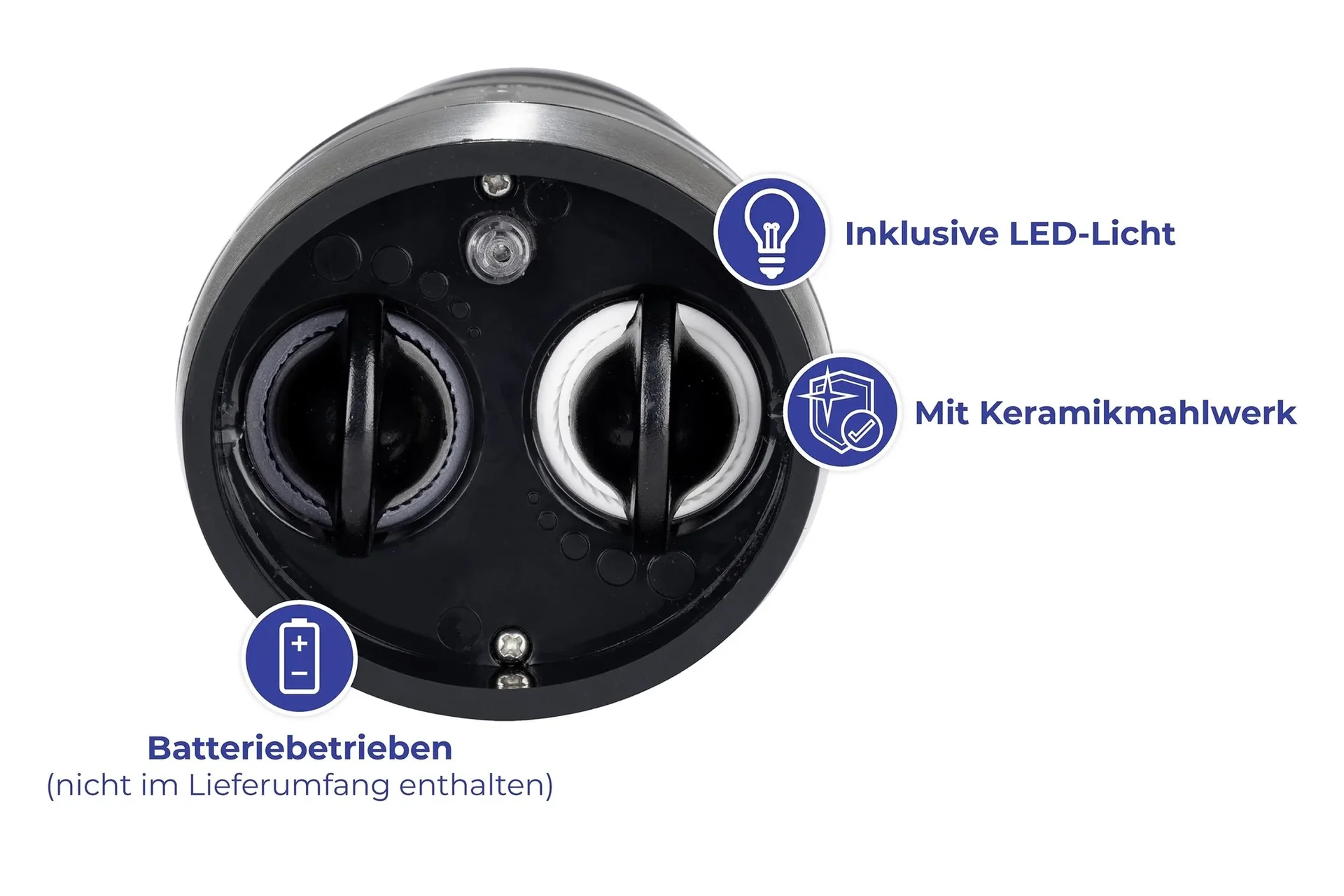 2 in 1 Elektrische Mühle mit Licht, Schwarz - 2