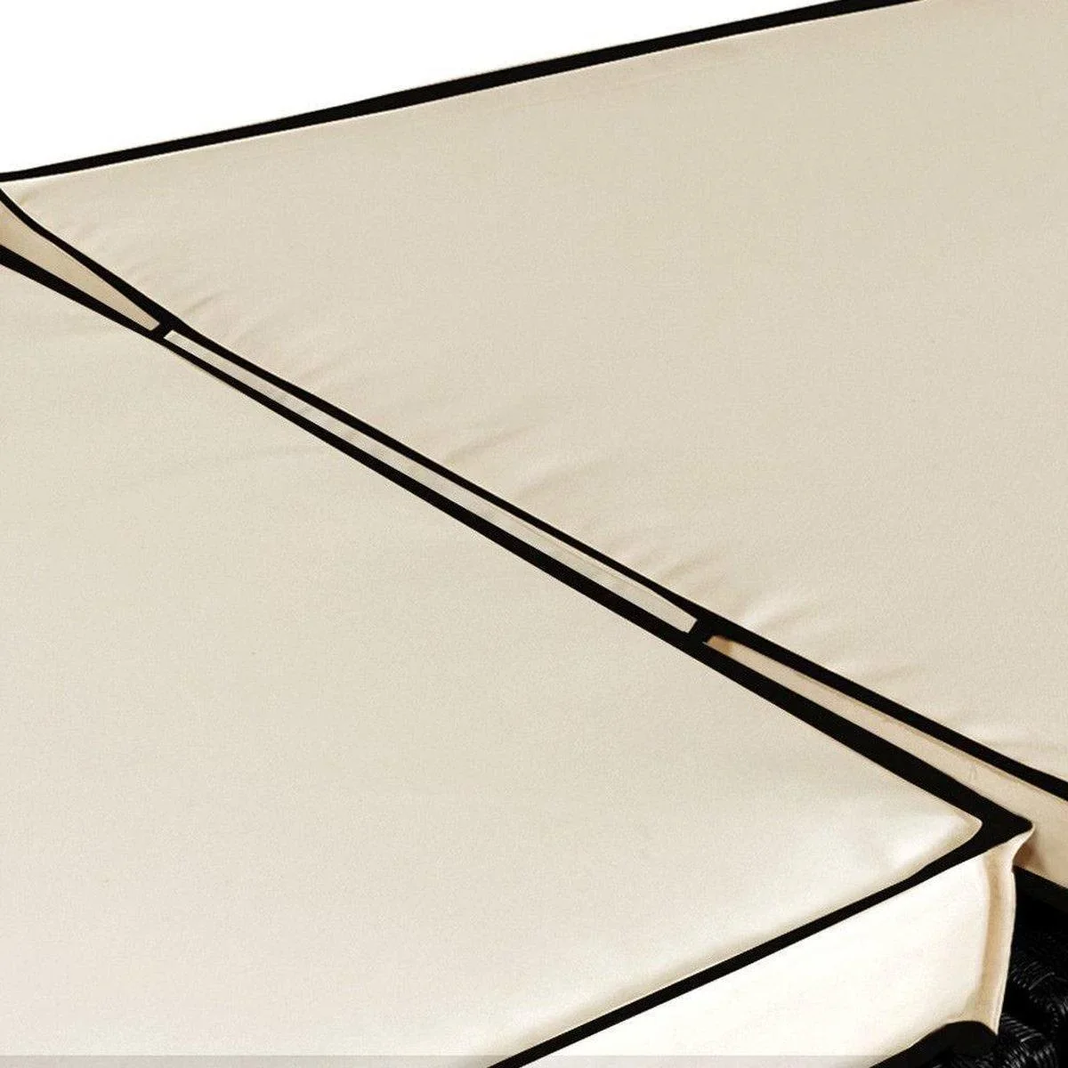 Polyrattan Sofa - Schwarz-Creme - 210x70x70Cm - Verstellbar - 3