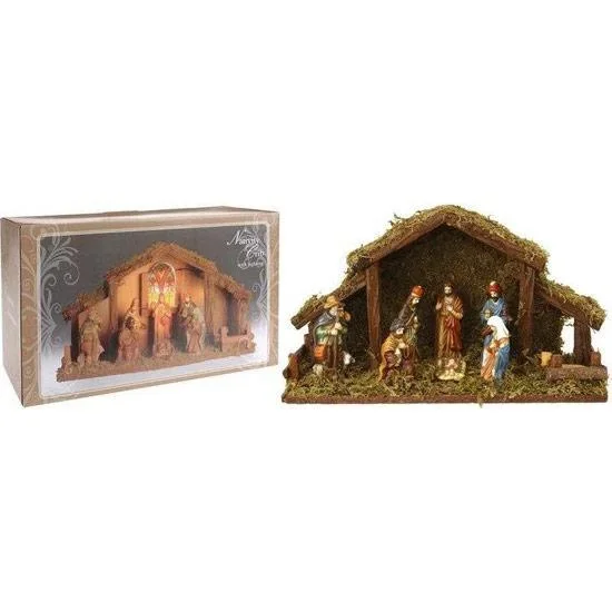 Weihnachtskrippe mit Beleuchtung - Batteriebetrieben - 39 x 15 x 22,5 cm - 1