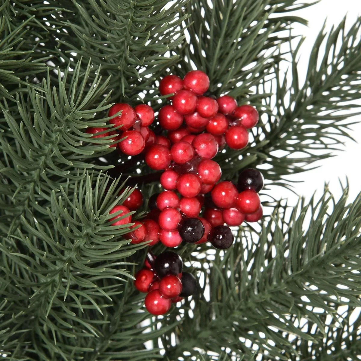 Tannenkranz Türkranz Weihnachtskranz Rückseite mit aufhänge Öse PE Grün Ø60 x 8 cm Weihnachten 60 cm | Aosom.de - 4