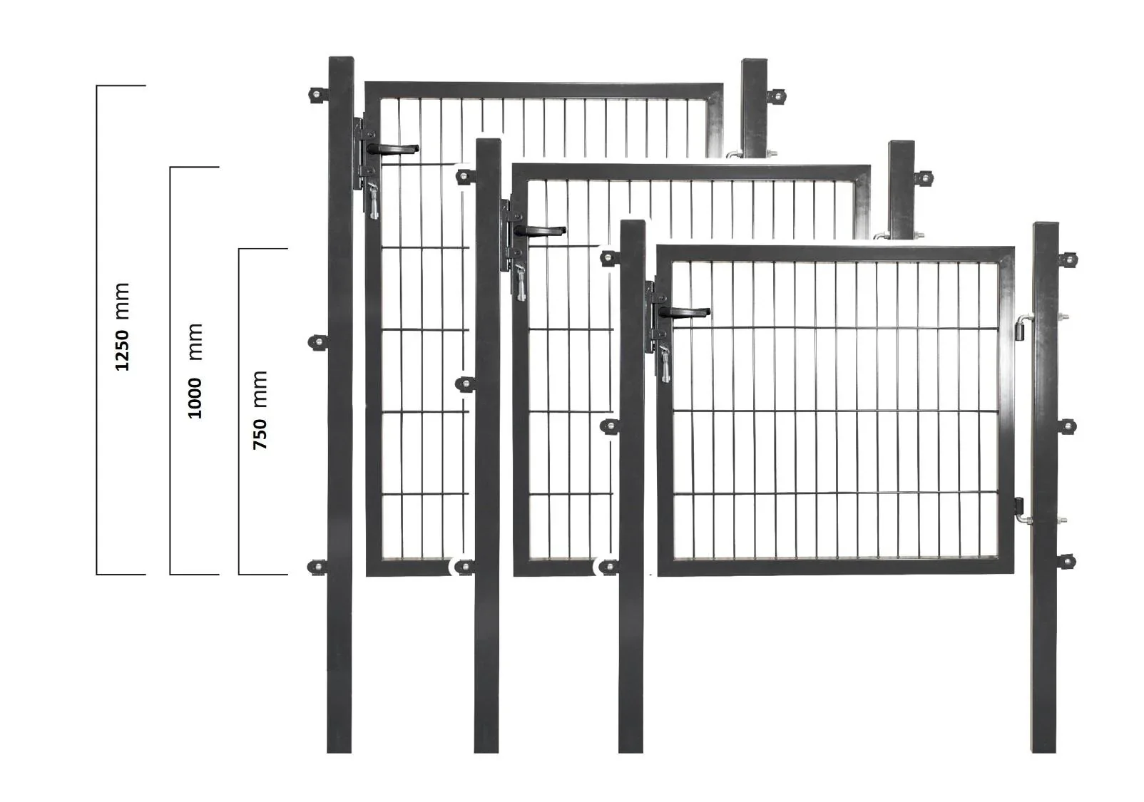 Gartentor für Einstabmatte anthrazit, einflügelig - 125 cm hoch - 100 cm breit - 0