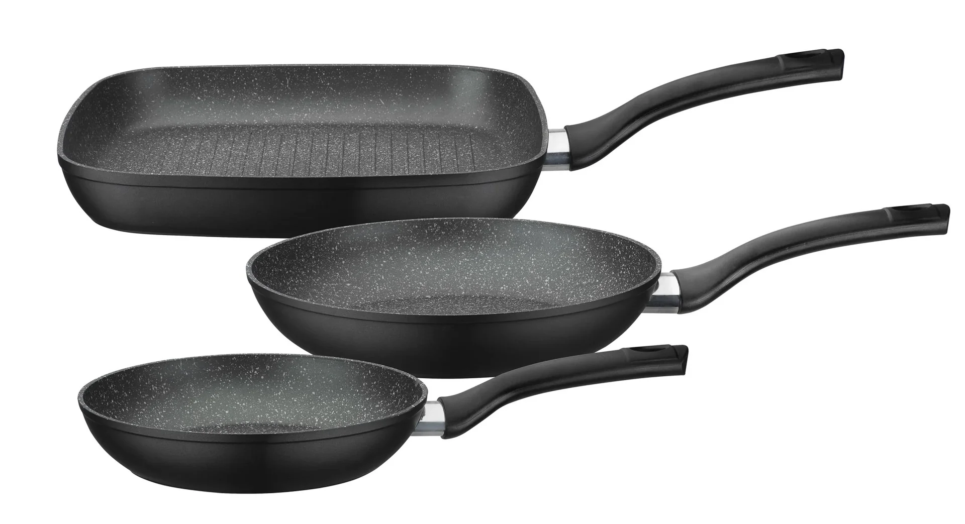 Bratpfannenset, 3-teilig aus geschmiedetem Aluminium Gourmet Granit - 0