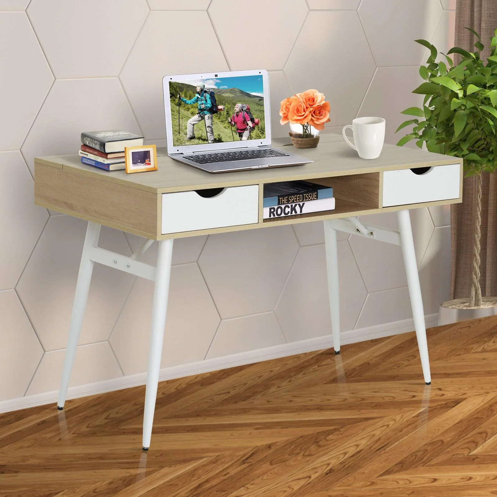Schreibtisch PC-Tisch Bürotisch Arbeitstisch Computertisch mit 2 Schubladen 120 x 60 x 76 cm - 0