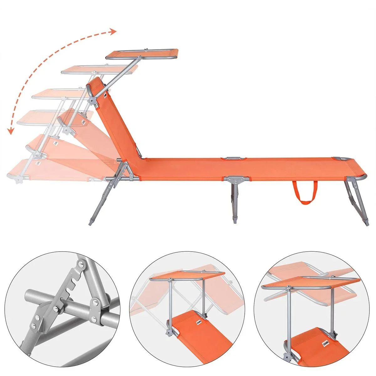 Liege 'Hawaii' mit Schiebedach Aluminium orange 195 x 60 x 30cm - 0