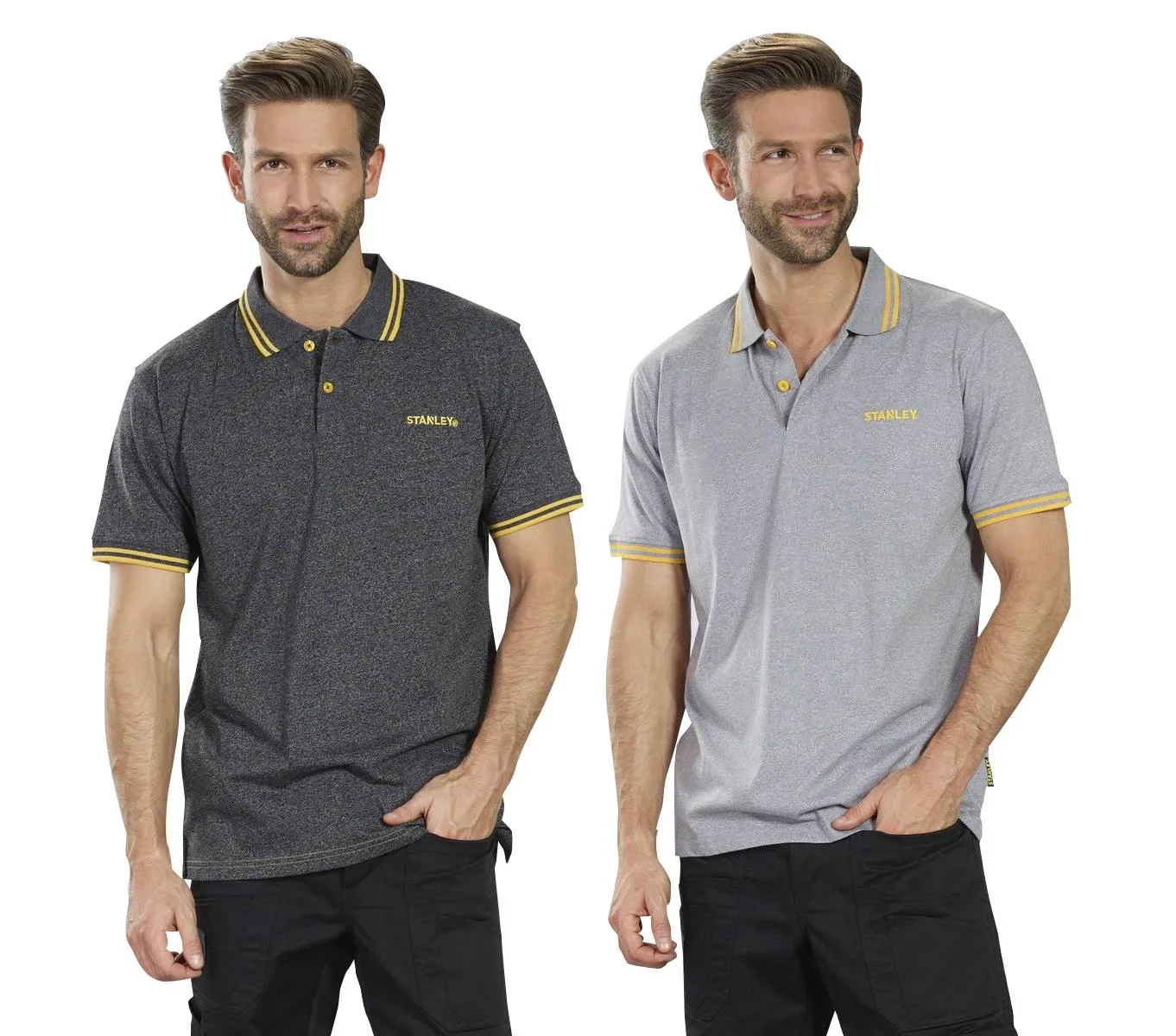 Poloshirt, Farbe schwarz/melange, Gr.M - 1