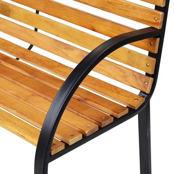 Gartenbank Sitzbank Parkbank 2-Sitzer Stahl+Holz Natur - 2