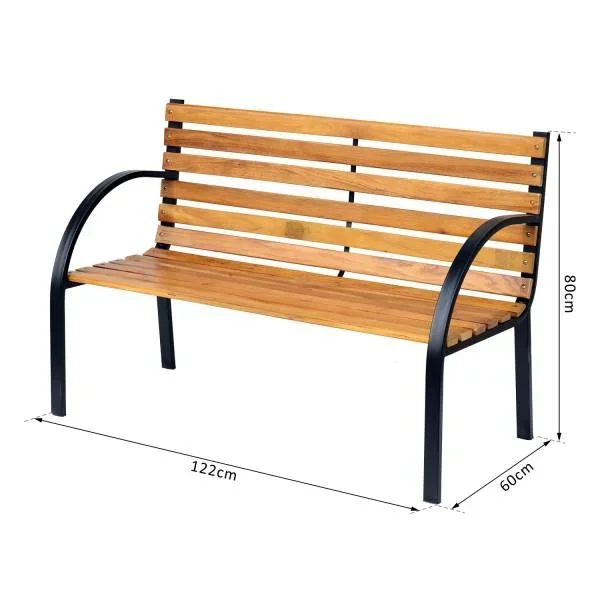 Gartenbank Sitzbank Parkbank 2-Sitzer Stahl+Holz Natur - 4