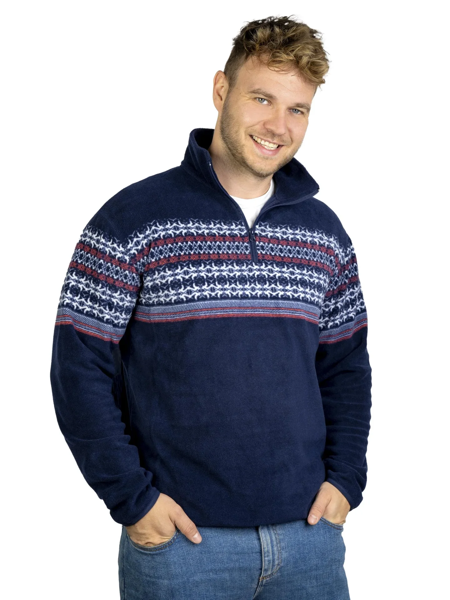 Stehbundshirt aus Fleece, Farbe marine, Gr.M - 2