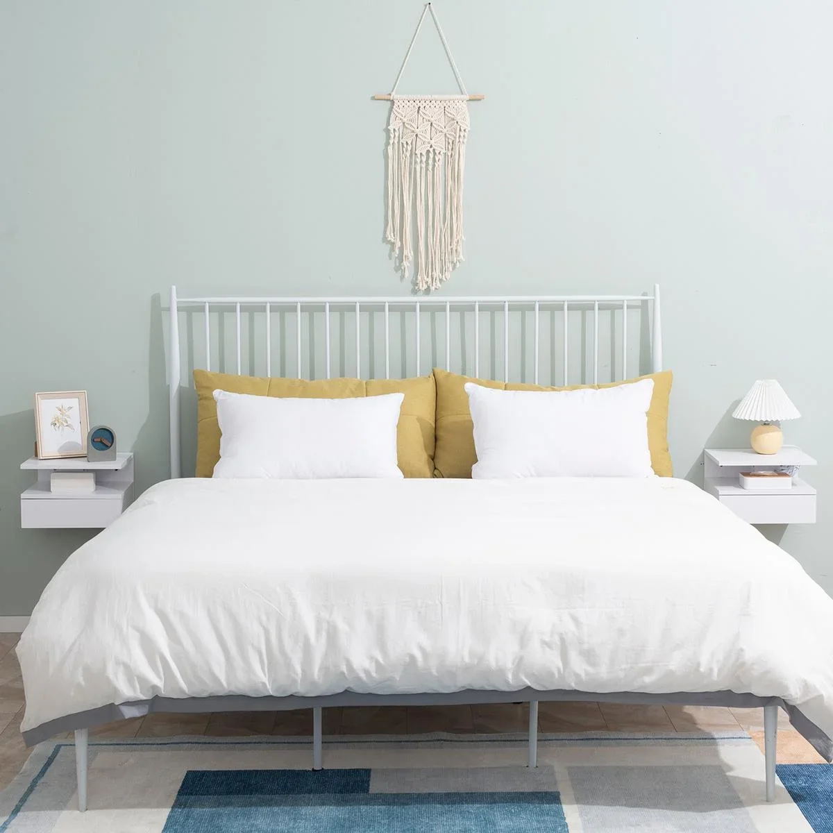 2 tlg. Wandnachttische Nachttisch Wandschrank mit Schublade Schwimmendes Design Schlafzimmer Nachtkommode Beistelltisch - 1