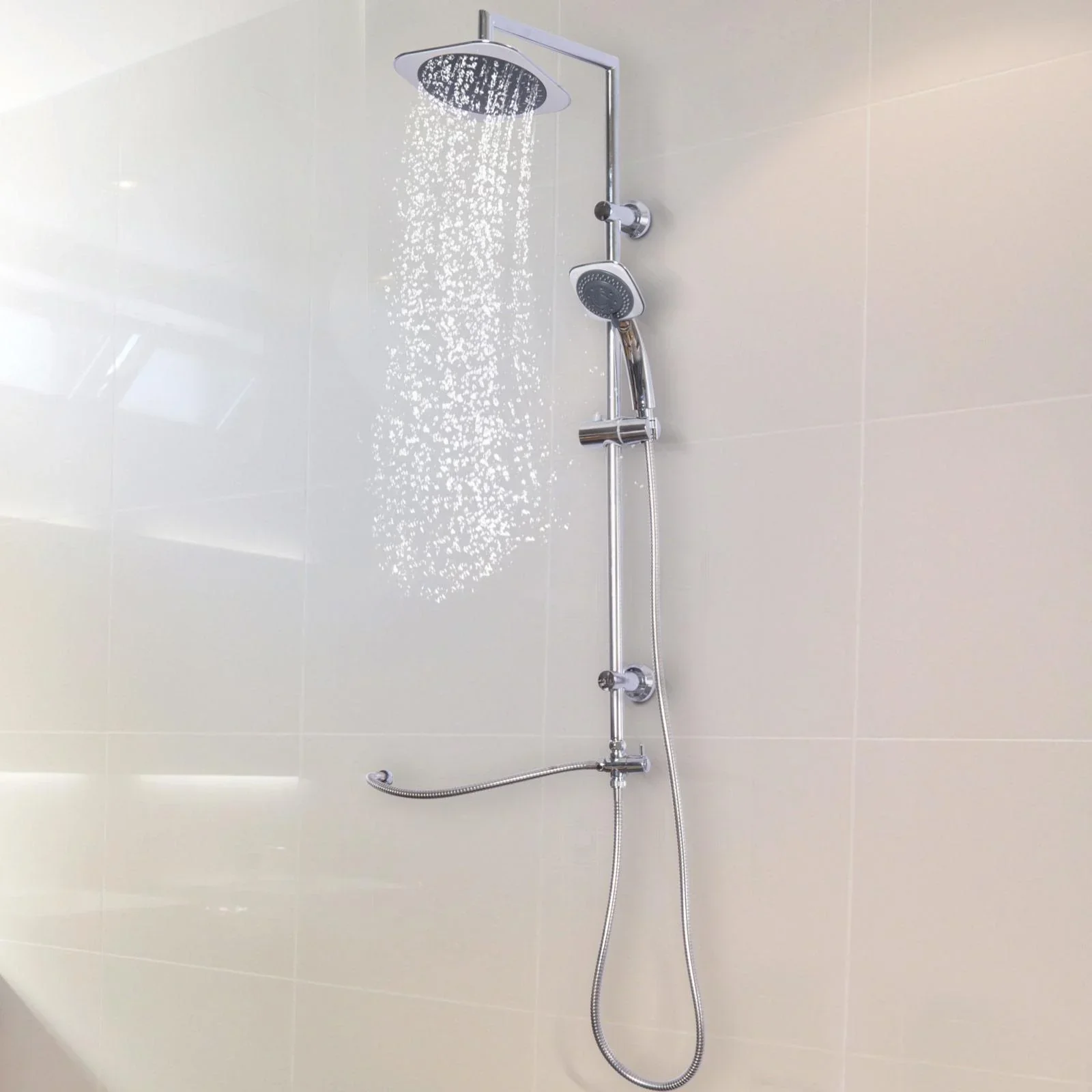 Regendusche Duschsystem Handbrause 5 Duschmodi Eckig Silber - 4