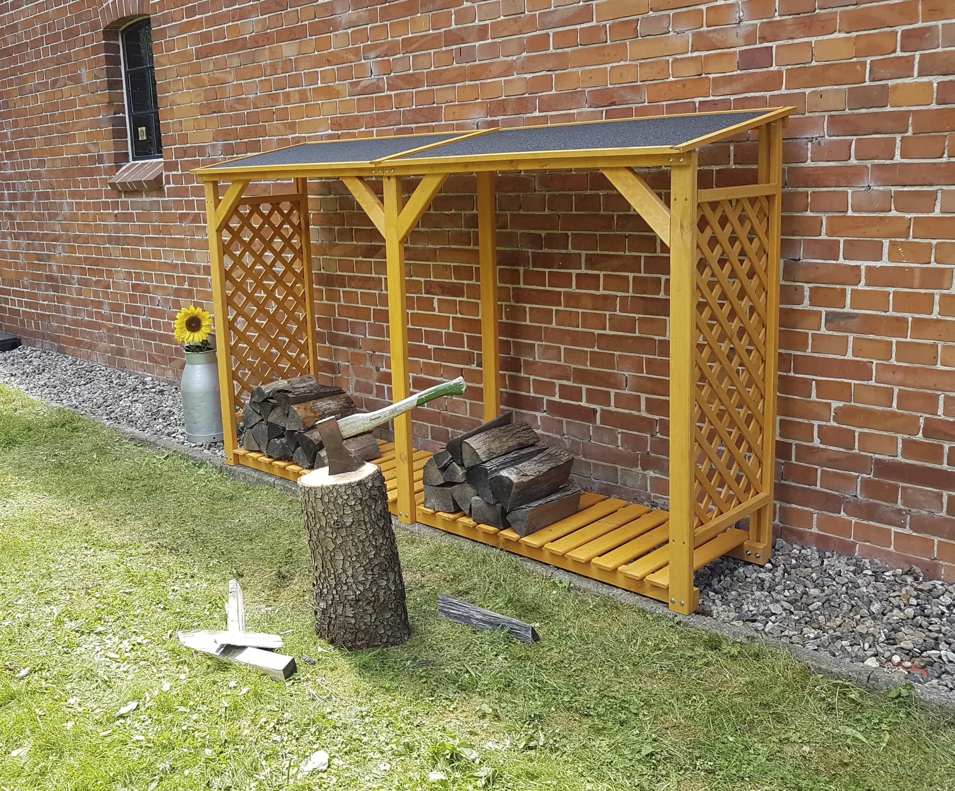 Kaminholzregal Speyer mit Erweiterung honigbraun - 0