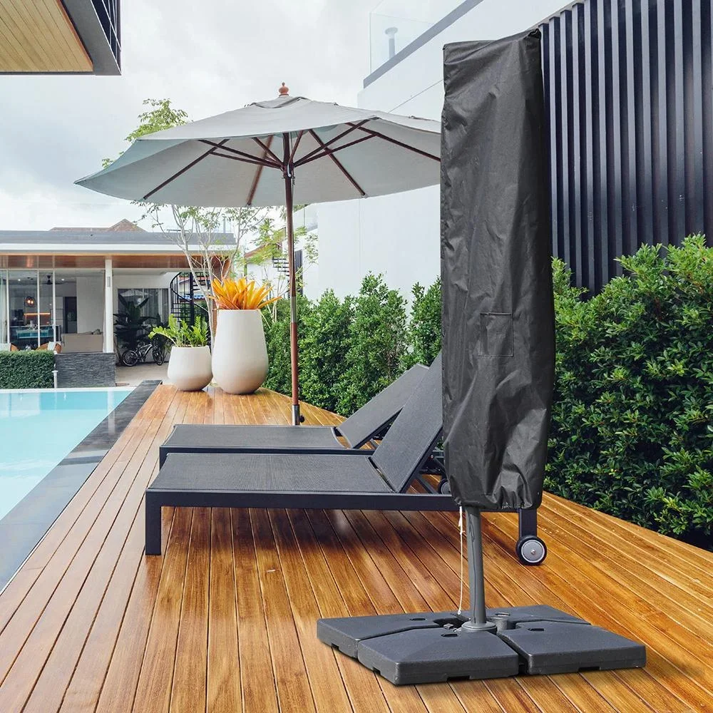 Sonnenschirm Schutzhülle bis Ø300cm Abdeckung Schirmschutzhaube mit Reißverschluss Schwarz 200 x 50/80 cm - 5