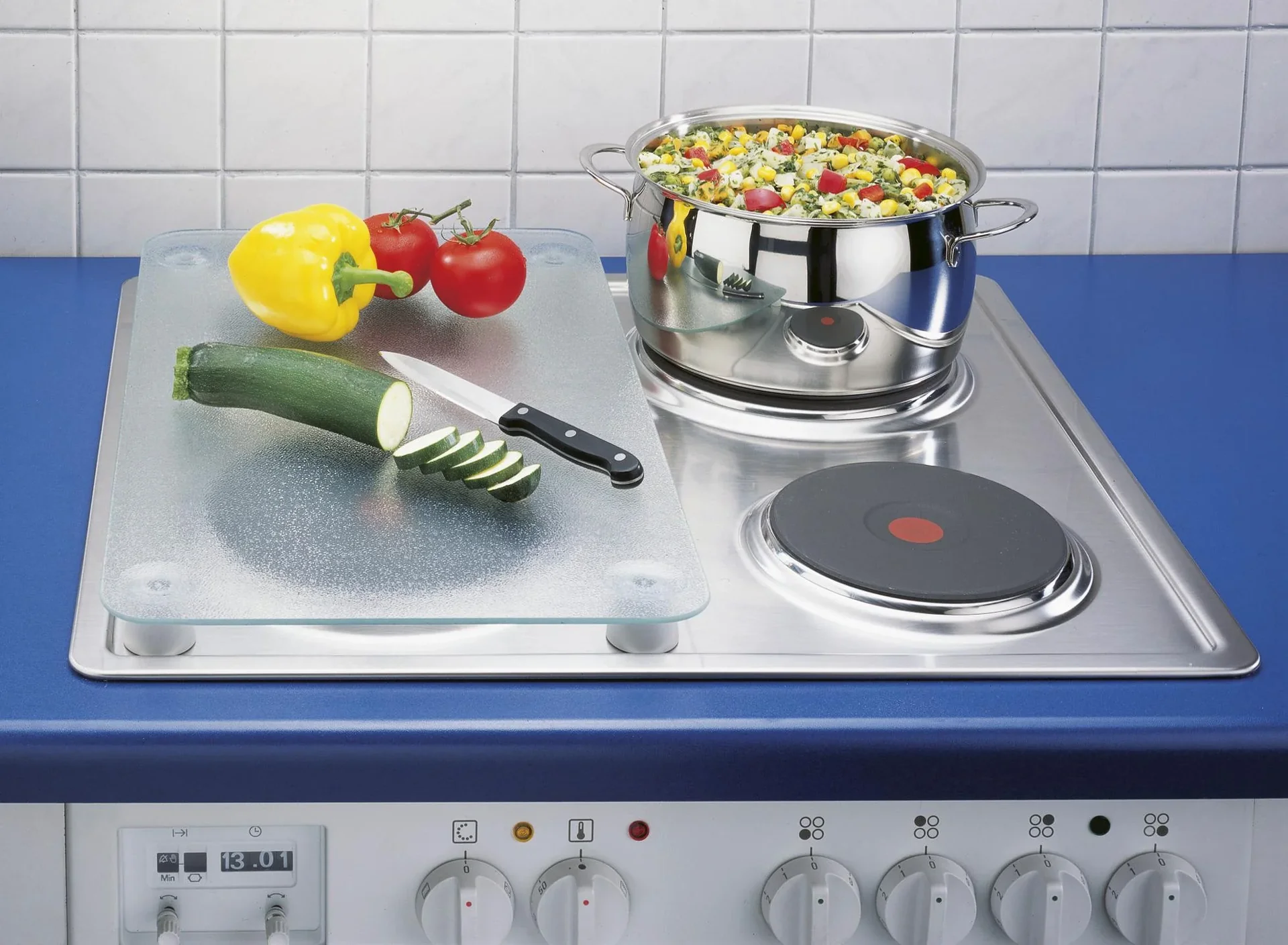 3 in 1 Herd-Abdeckplatten, Schneidbretter, Arbeitsplatten, Glas, transparent, je 52 x 30 cm - 0