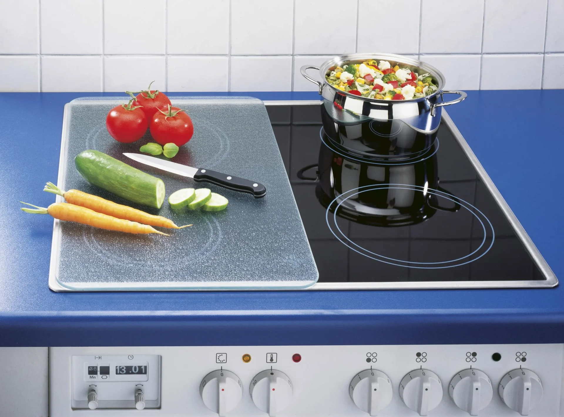 3 in 1 Herd-Abdeckplatten, Schneidbretter, Arbeitsplatten, Glas, transparent, je 52 x 30 cm - 2