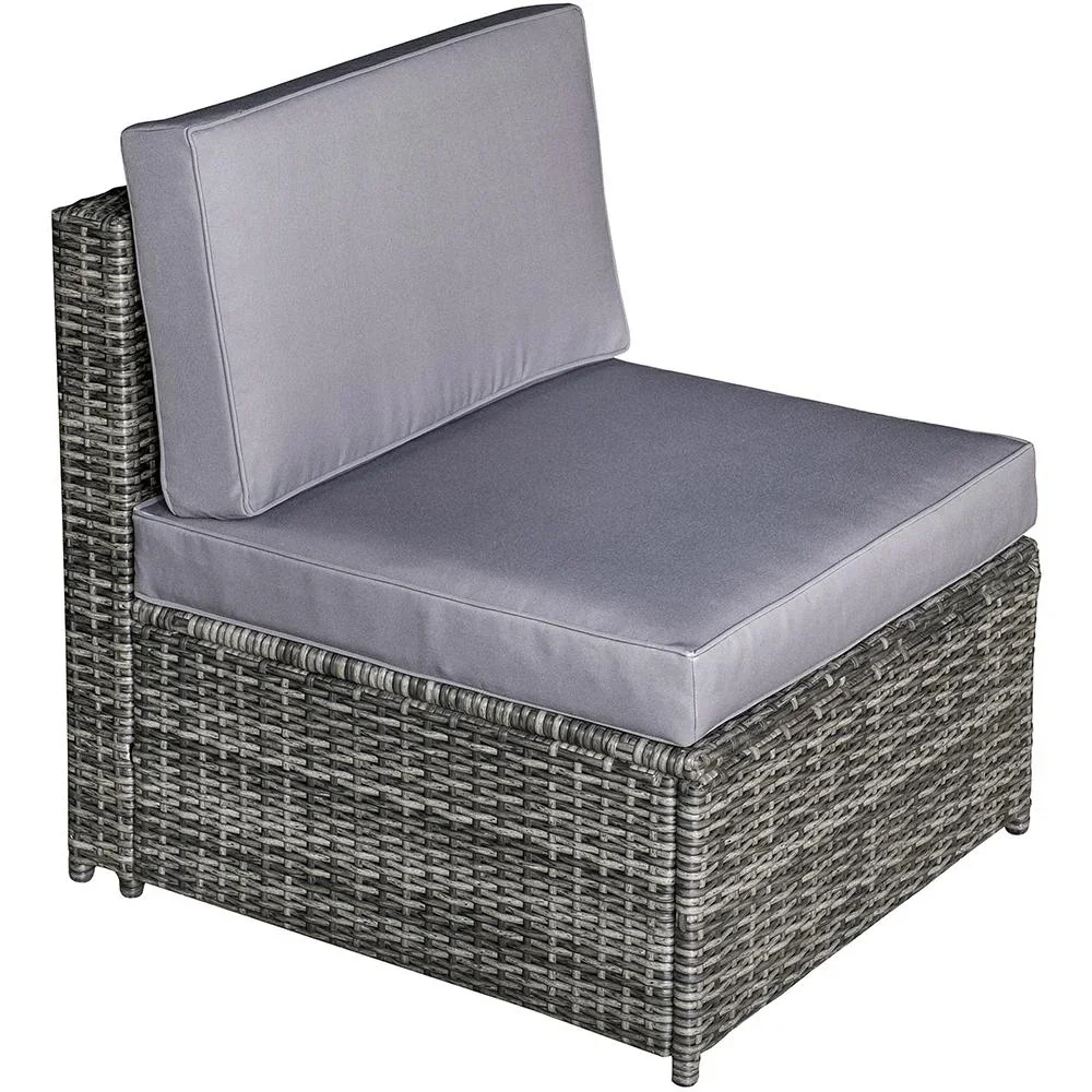 7-tlg, Polyrattan Gartengarnitur Gartenmöbel Garten-Set Loungeset inkl, Fußhocker Sitzkissen - 0