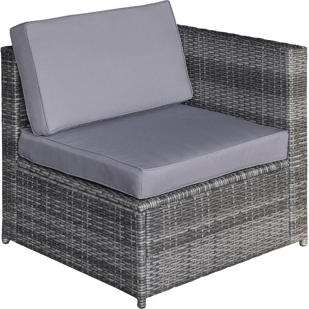 7-tlg, Polyrattan Gartengarnitur Gartenmöbel Garten-Set Loungeset inkl, Fußhocker Sitzkissen - 2
