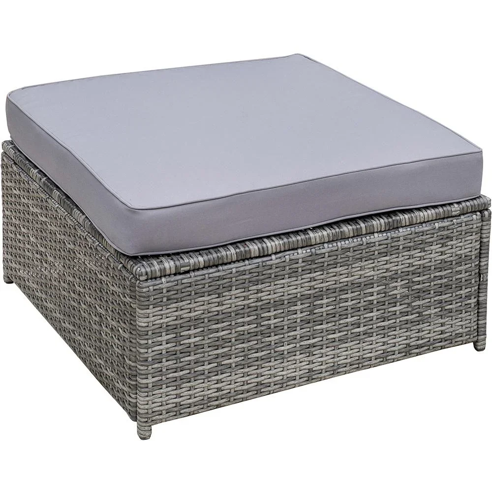 7-tlg, Polyrattan Gartengarnitur Gartenmöbel Garten-Set Loungeset inkl, Fußhocker Sitzkissen - 3