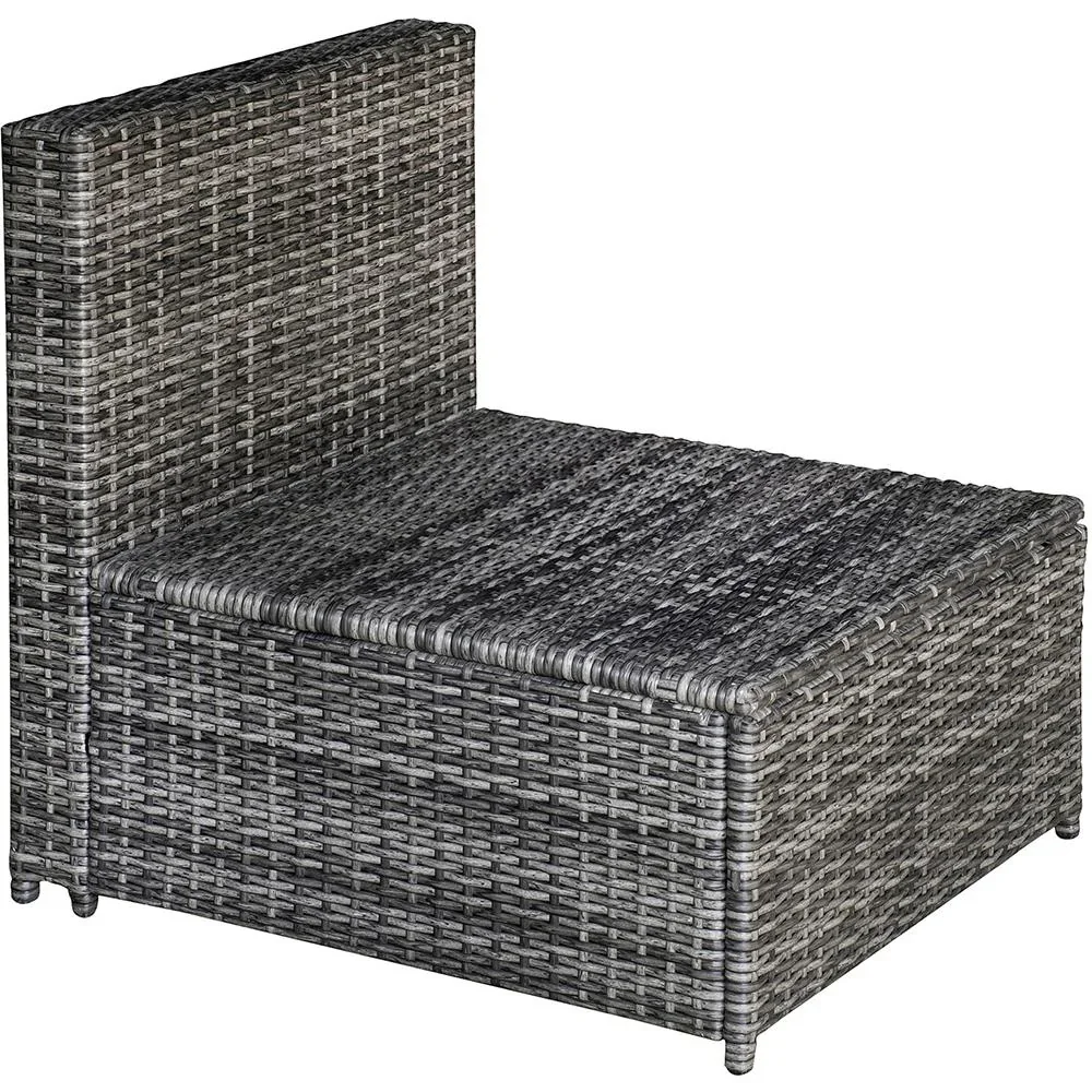 7-tlg, Polyrattan Gartengarnitur Gartenmöbel Garten-Set Loungeset inkl, Fußhocker Sitzkissen - 4