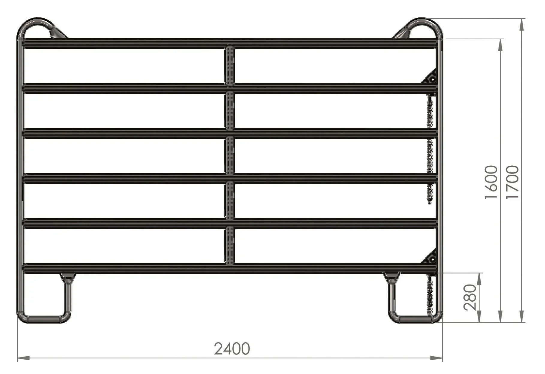 Weidepanel - Zaunelement 2,4 m Länge, 1,7 m Höhe - 2