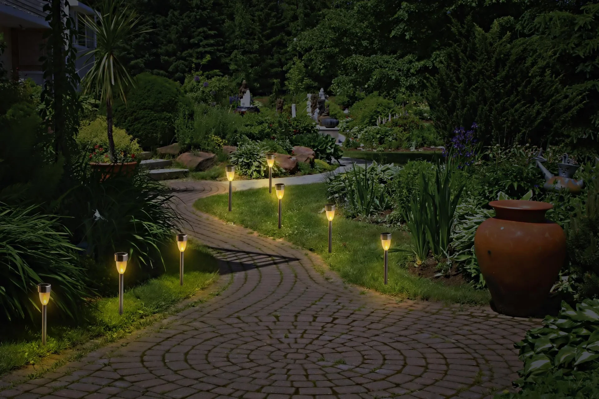 Solar LED Edelstahl Leuchten – 5 Stück - 7