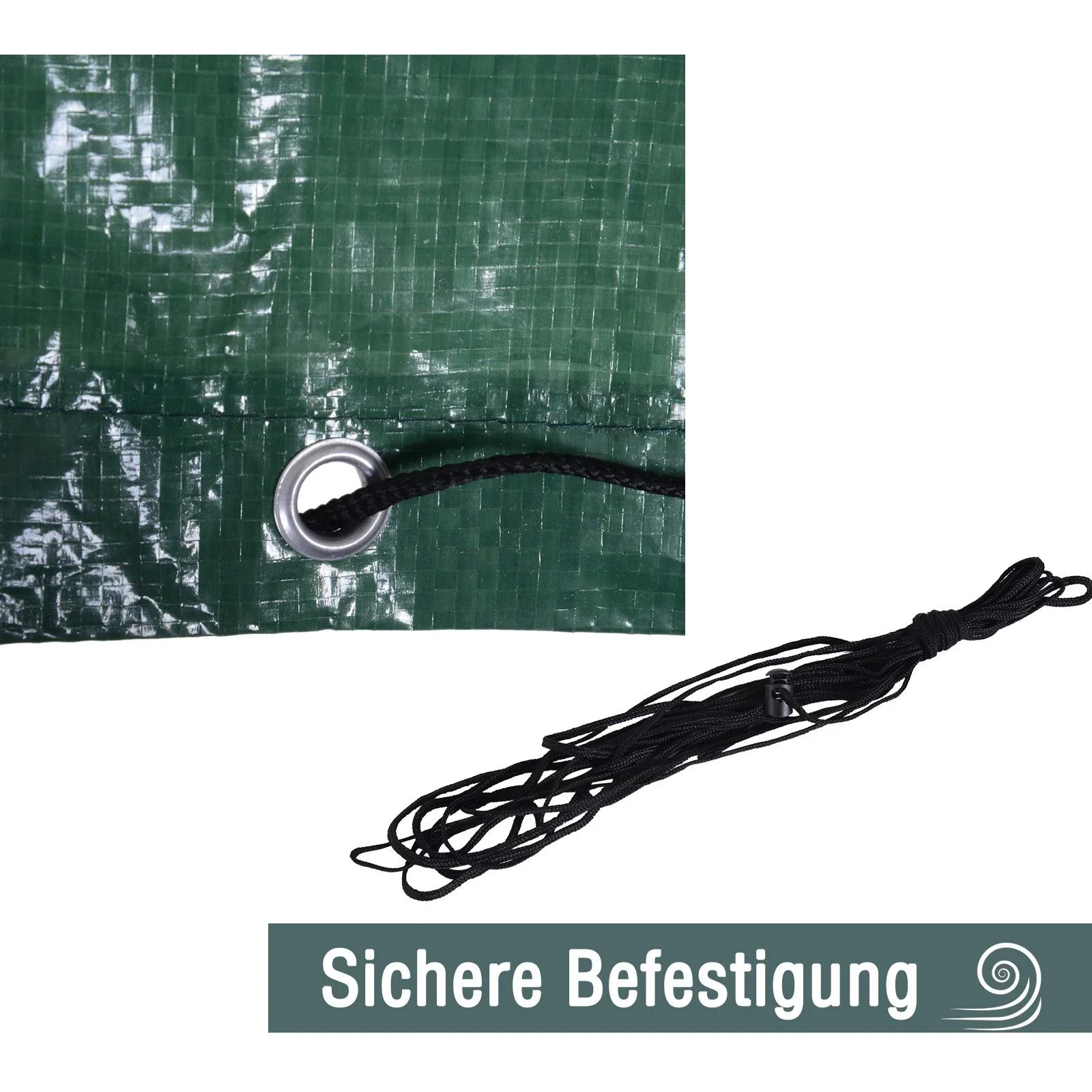 Abdeckplane Schutzhülle Gartenmöbel Abdeckhaube Wasserdicht UV-Schutz Rechteckig PE Grün 235 x 190 x 90 cm - 3