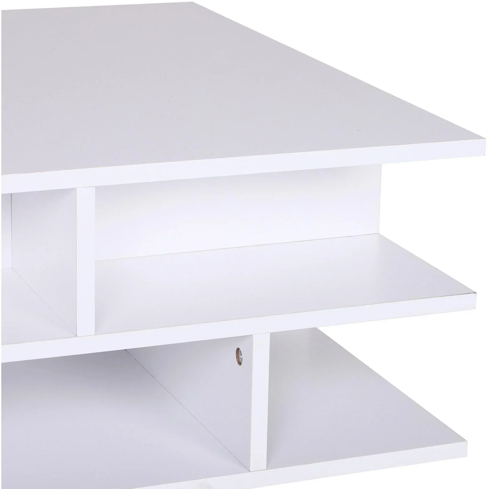 Couchtisch Beistelltisch Wohnzimmertisch Sofatisch Satztisch 12 x Ablage Holz Weiß 70 x 70 x 29 cm - 4