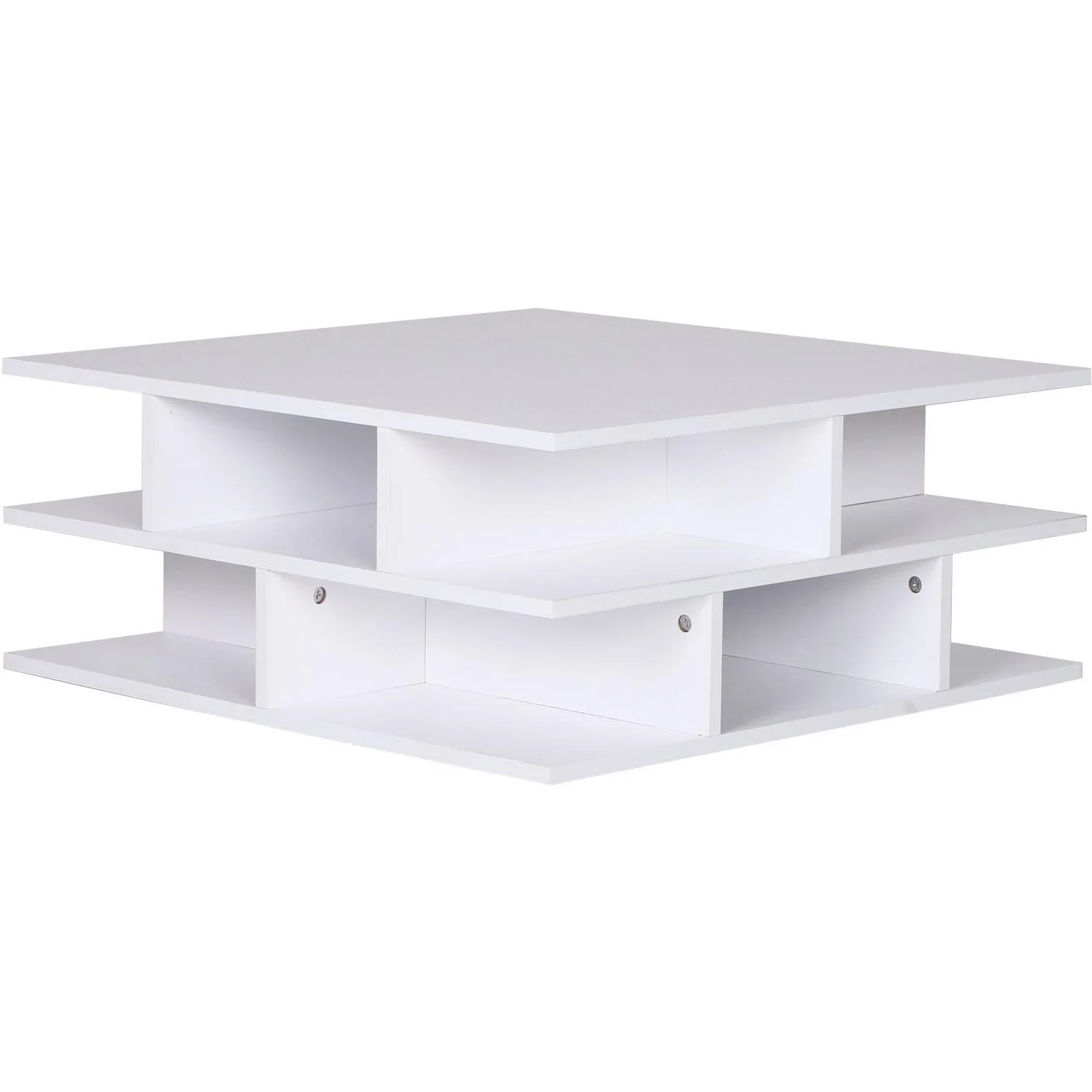 Couchtisch Beistelltisch Wohnzimmertisch Sofatisch Satztisch 12 x Ablage Holz Weiß 70 x 70 x 29 cm - 5