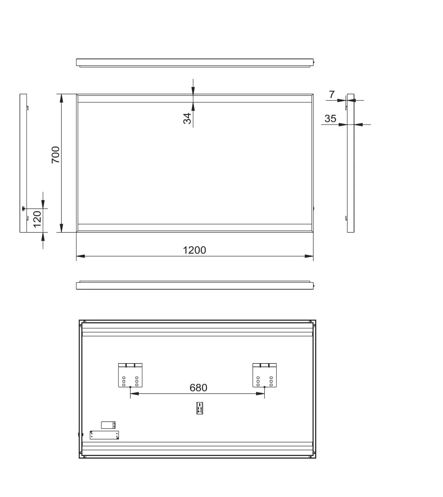 Badezimmerspiegel mit Beleuchtung, "Black Shine" - 120 x 70 cm - 1