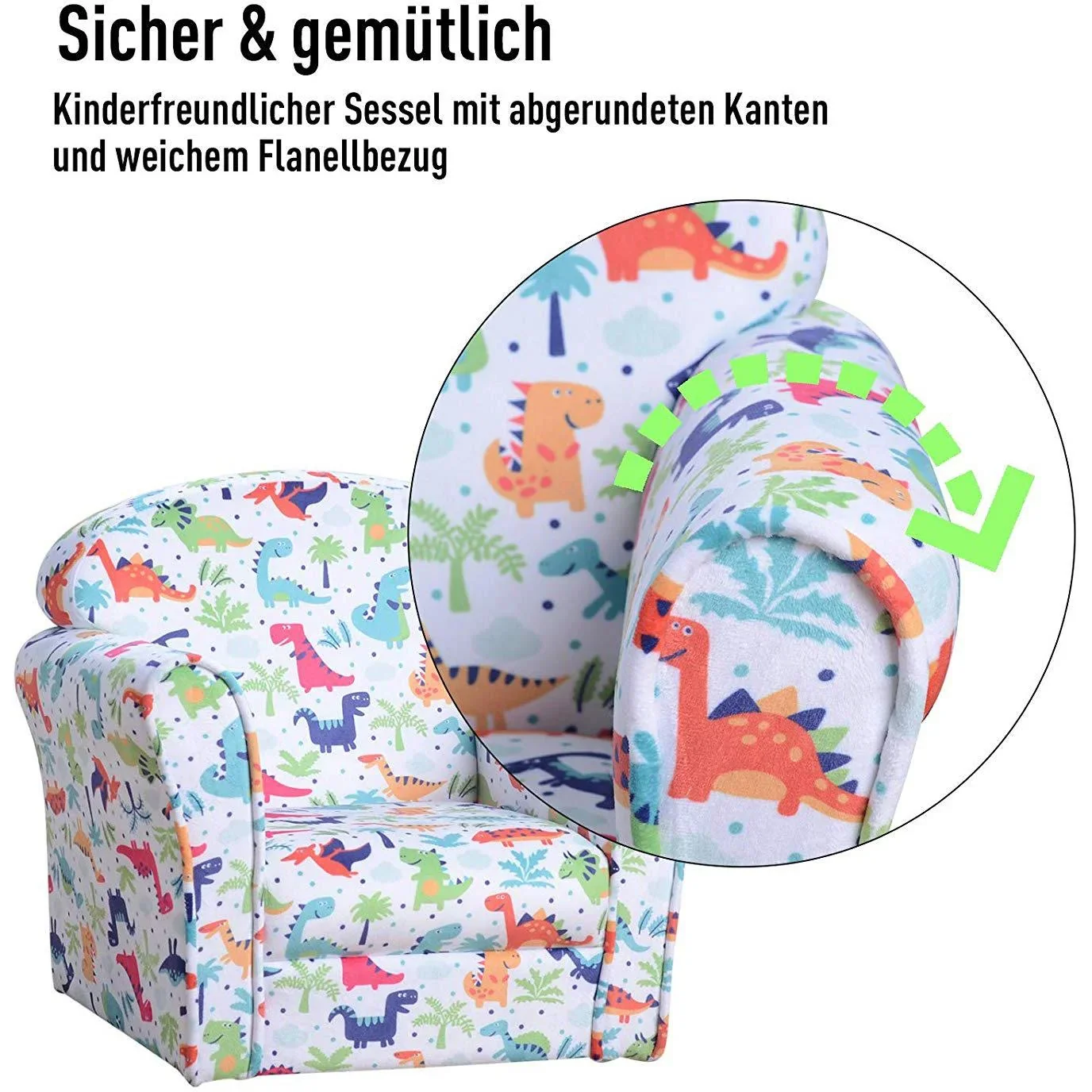 Kindersessel Kindersofa Polstersessel Minisessel für Kinder im Urwald 3 9 Jahre Flanell + Holz + Schaumstoff 50 x 39 x 4 - 1